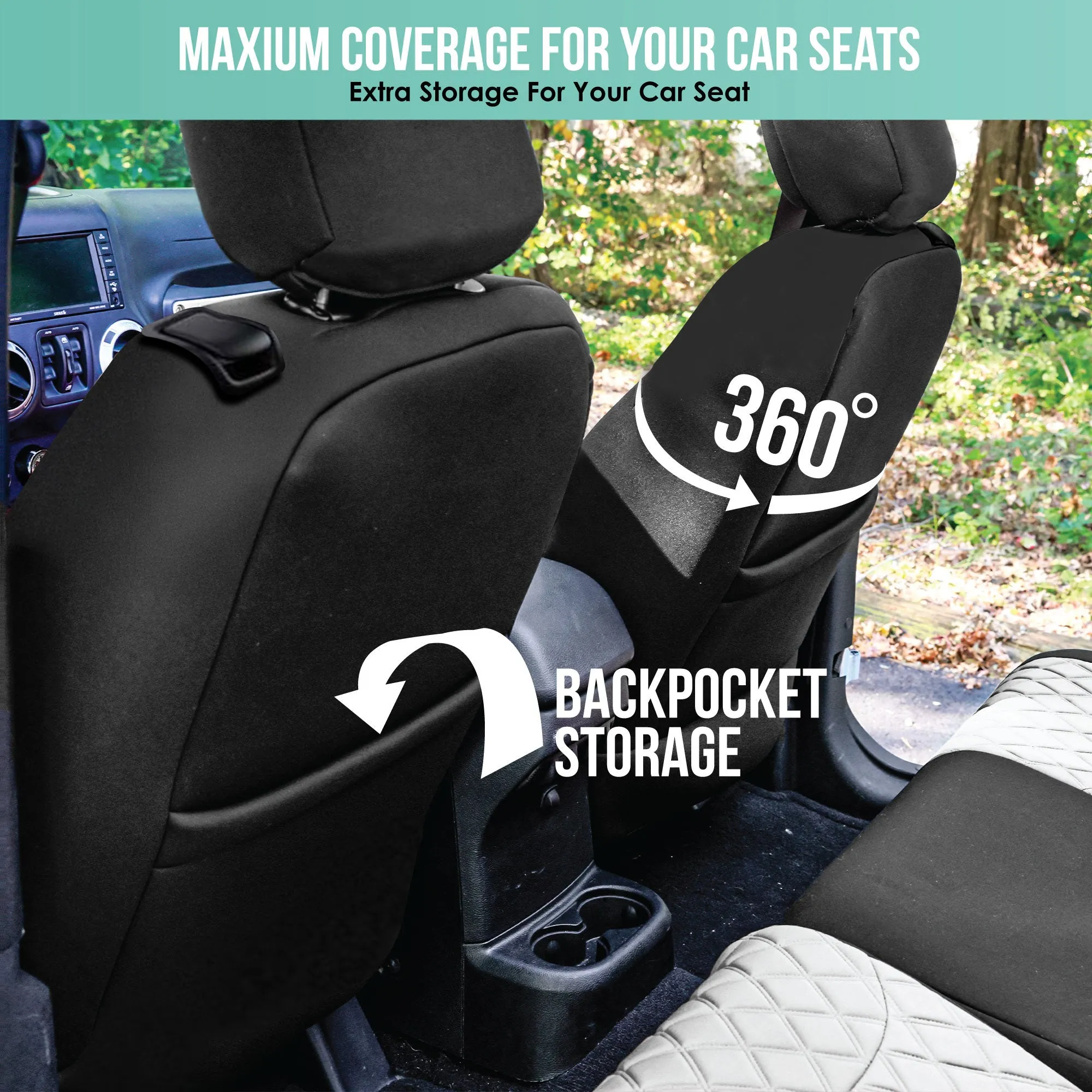 Jeep Wrangler JL 2-Door 2018-2023 -  Full Set Seat Covers - White Ultraflex Neoprene