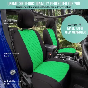 Jeep Wrangler JL 2-Door 2018-2024 -  Front Set Seat Covers - Green Ultraflex Neoprene