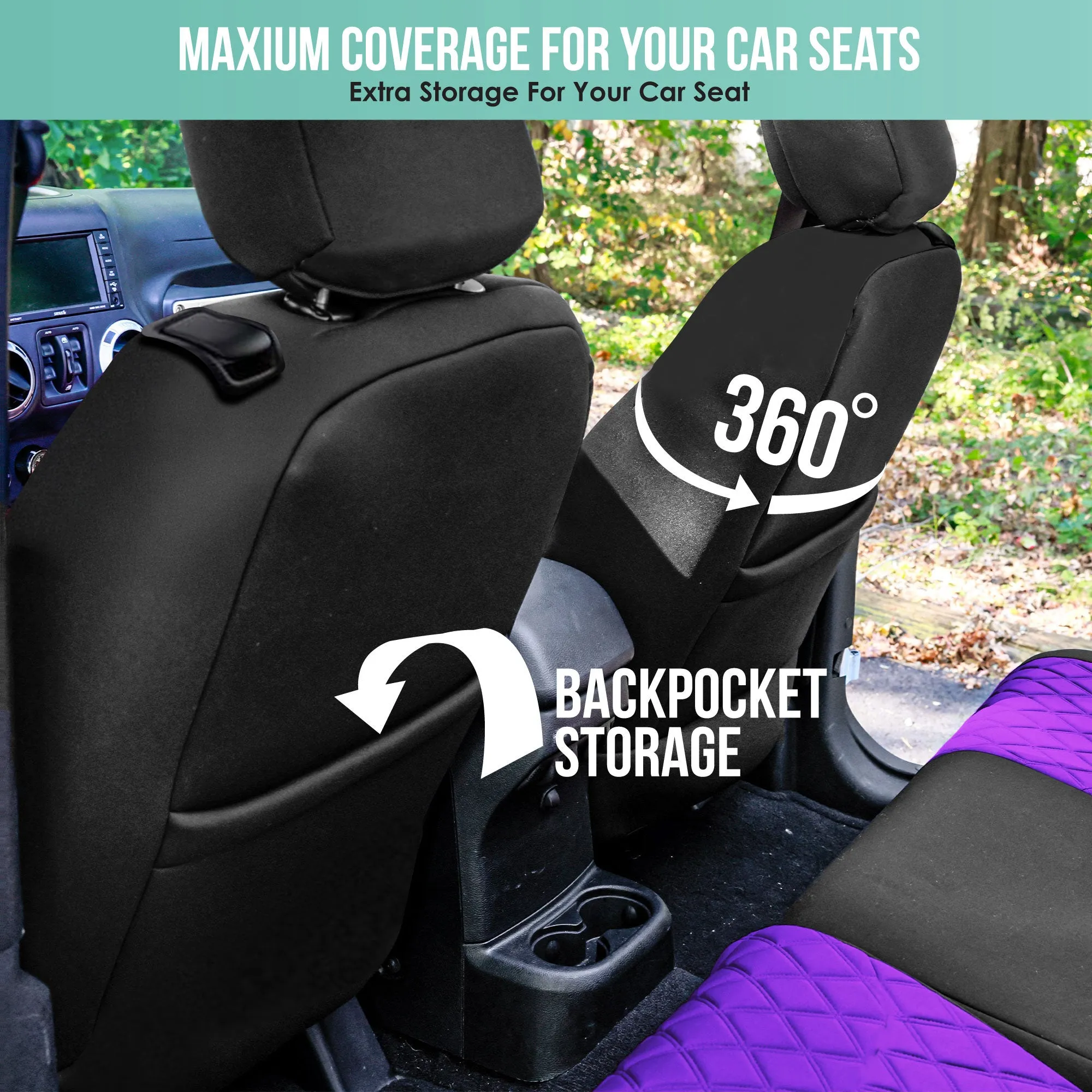 Jeep Wrangler JL 2-Door 2018-2024 -  Front Set Seat Covers - Purple Ultraflex Neoprene