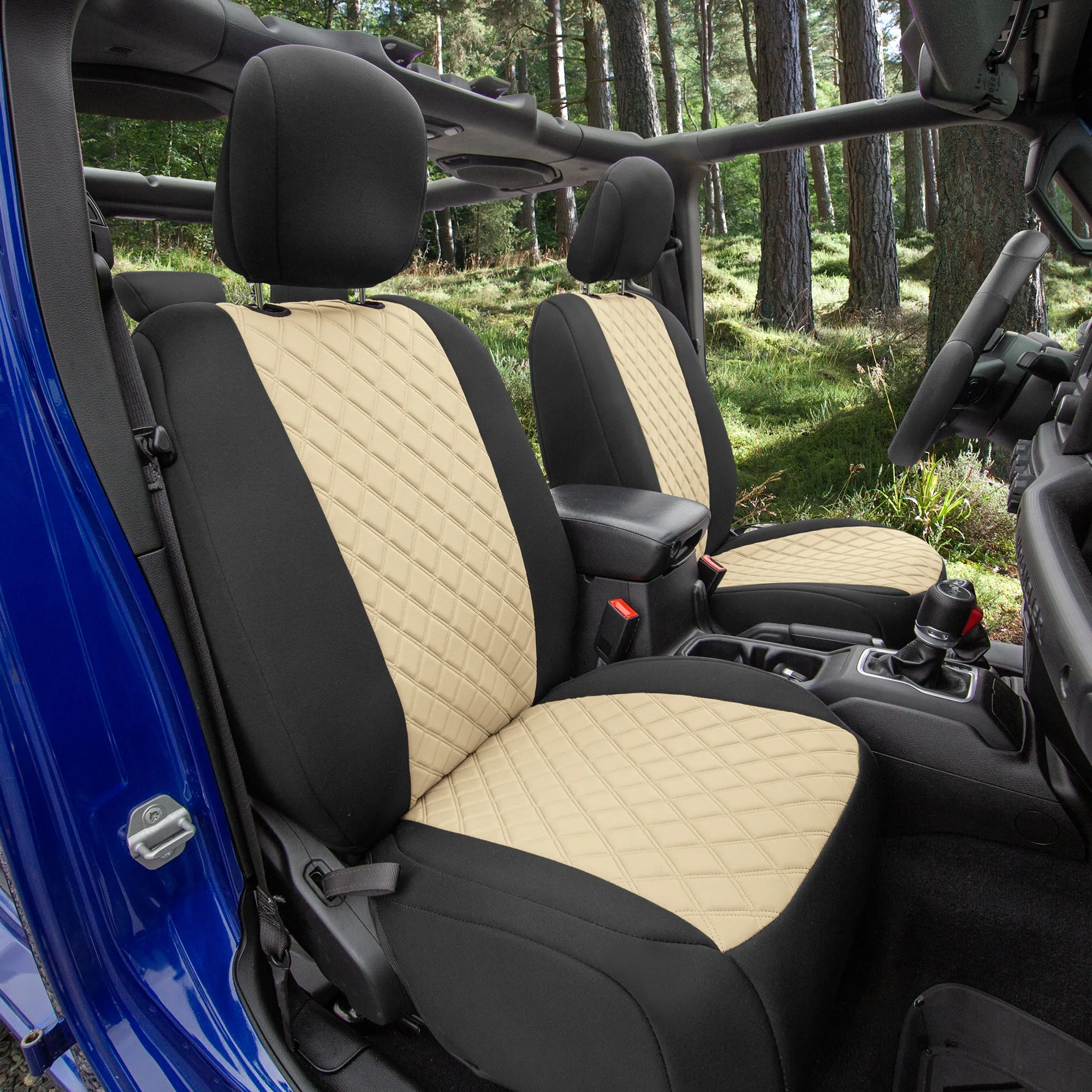 Jeep Wrangler JL 4-Door 2018-2024 -  Full Set Seat Covers - Beige Ultraflex Neoprene