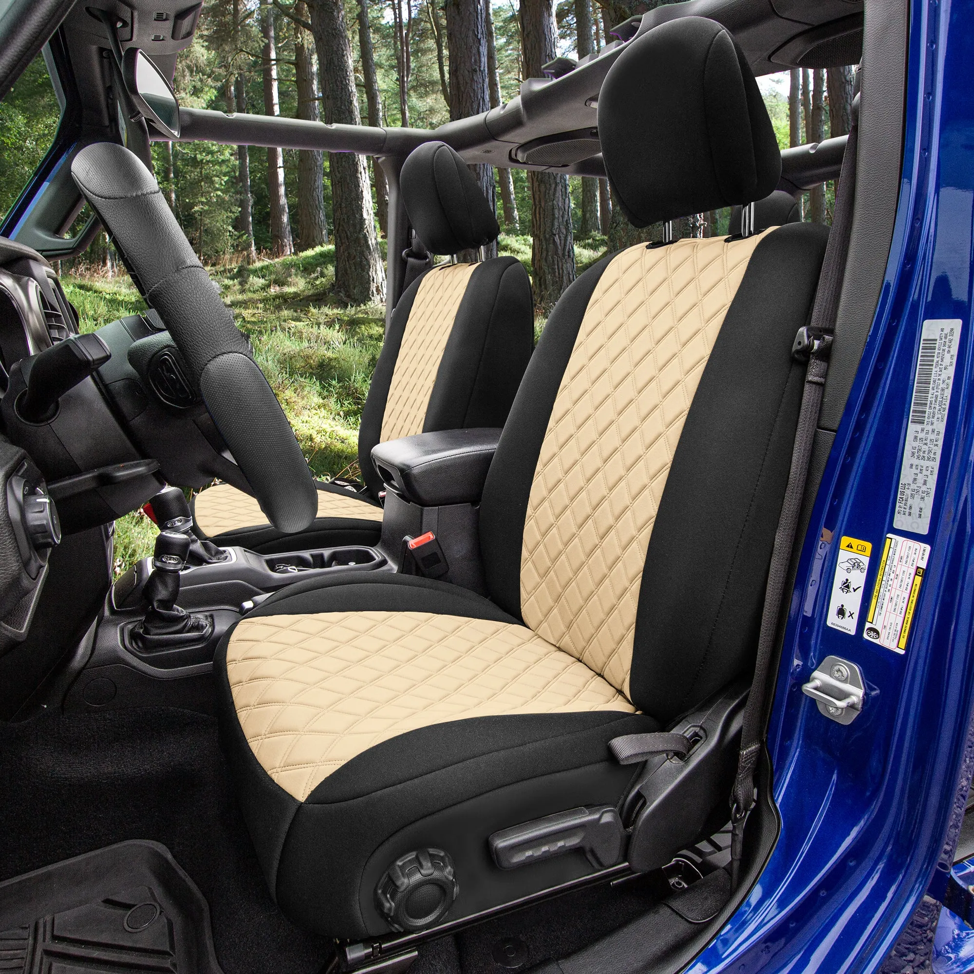 Jeep Wrangler JL 4-Door 2018-2024 -  Full Set Seat Covers - Beige Ultraflex Neoprene
