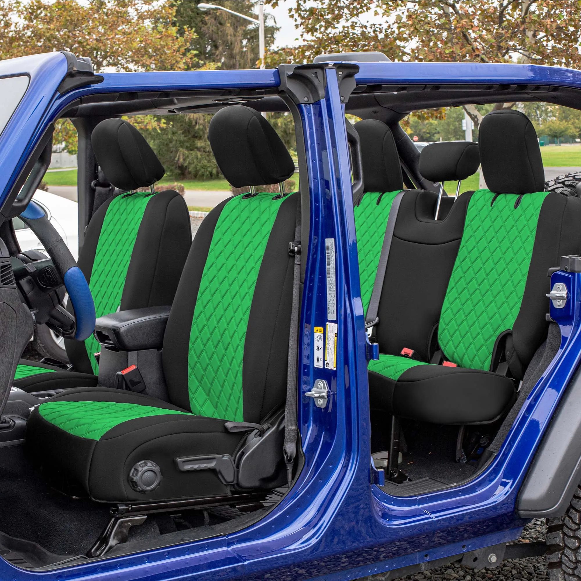 Jeep Wrangler JL 4-Door 2018-2024 -  Full Set Seat Covers - Green Ultraflex Neoprene