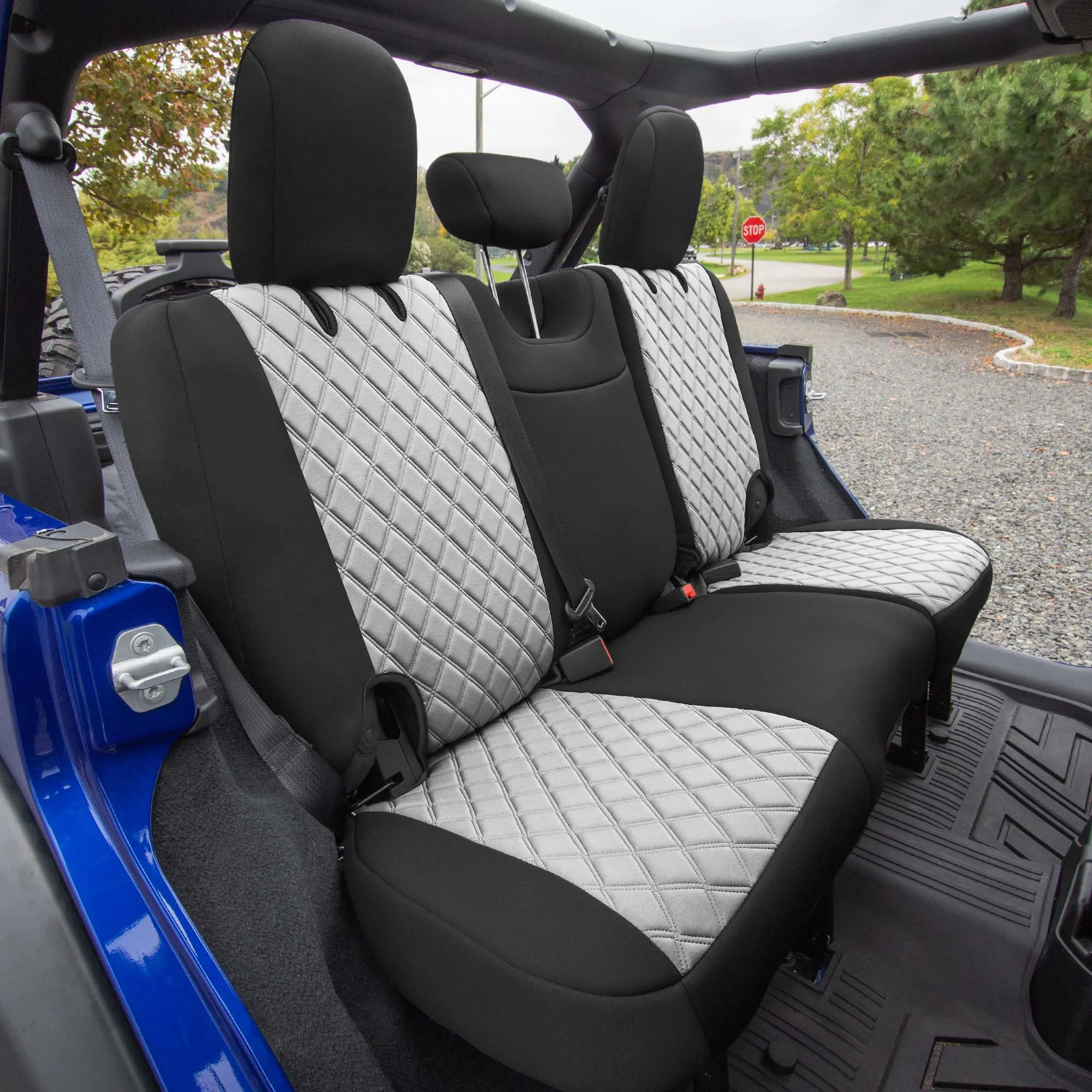 Jeep Wrangler JL 4-Door 2018-2024 -  Rear Set Seat Covers - Gray Ultraflex Neoprene