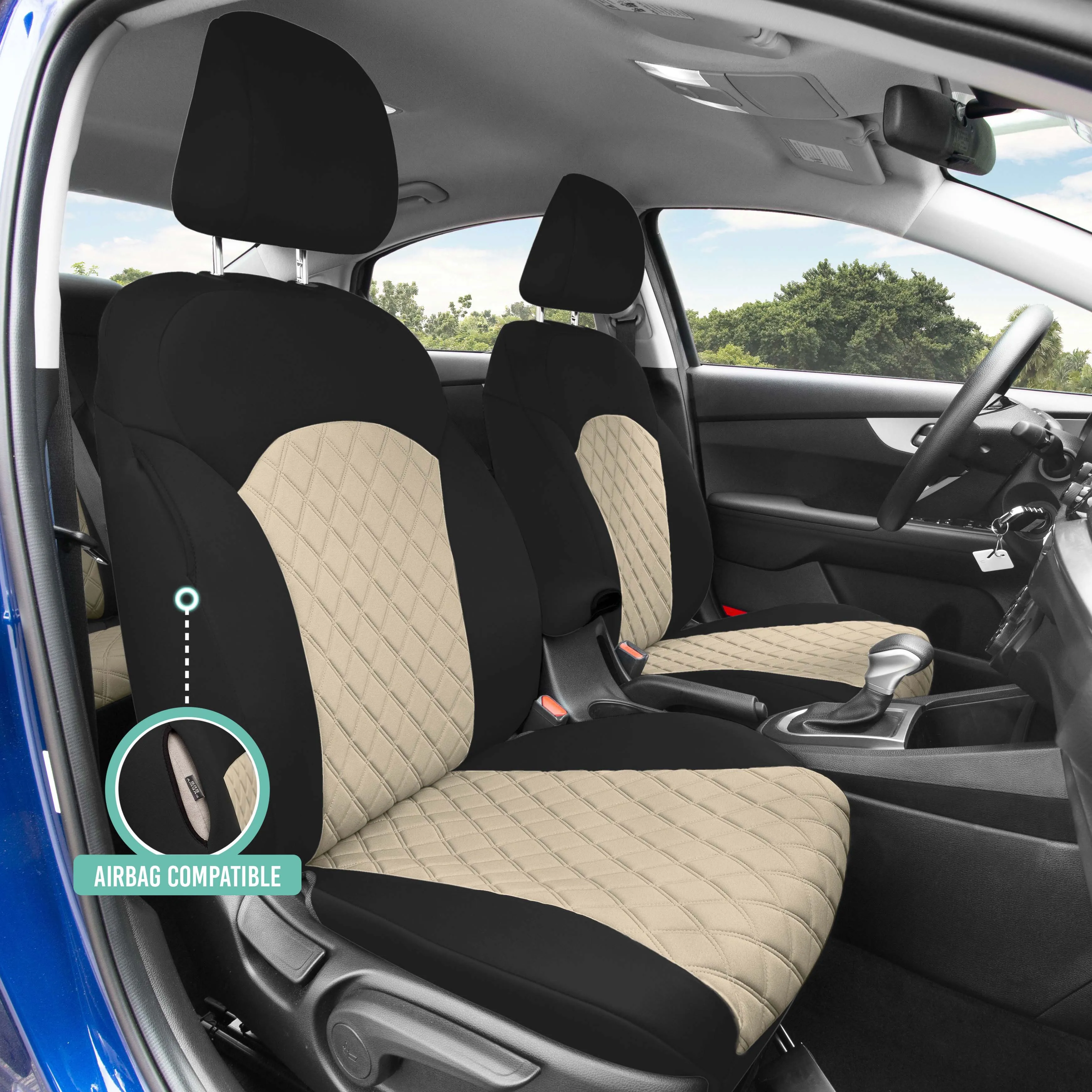 KIA Forte 2019-2024 FE | LXS  - Full Set Seat Covers - Beige Ultraflex Neoprene
