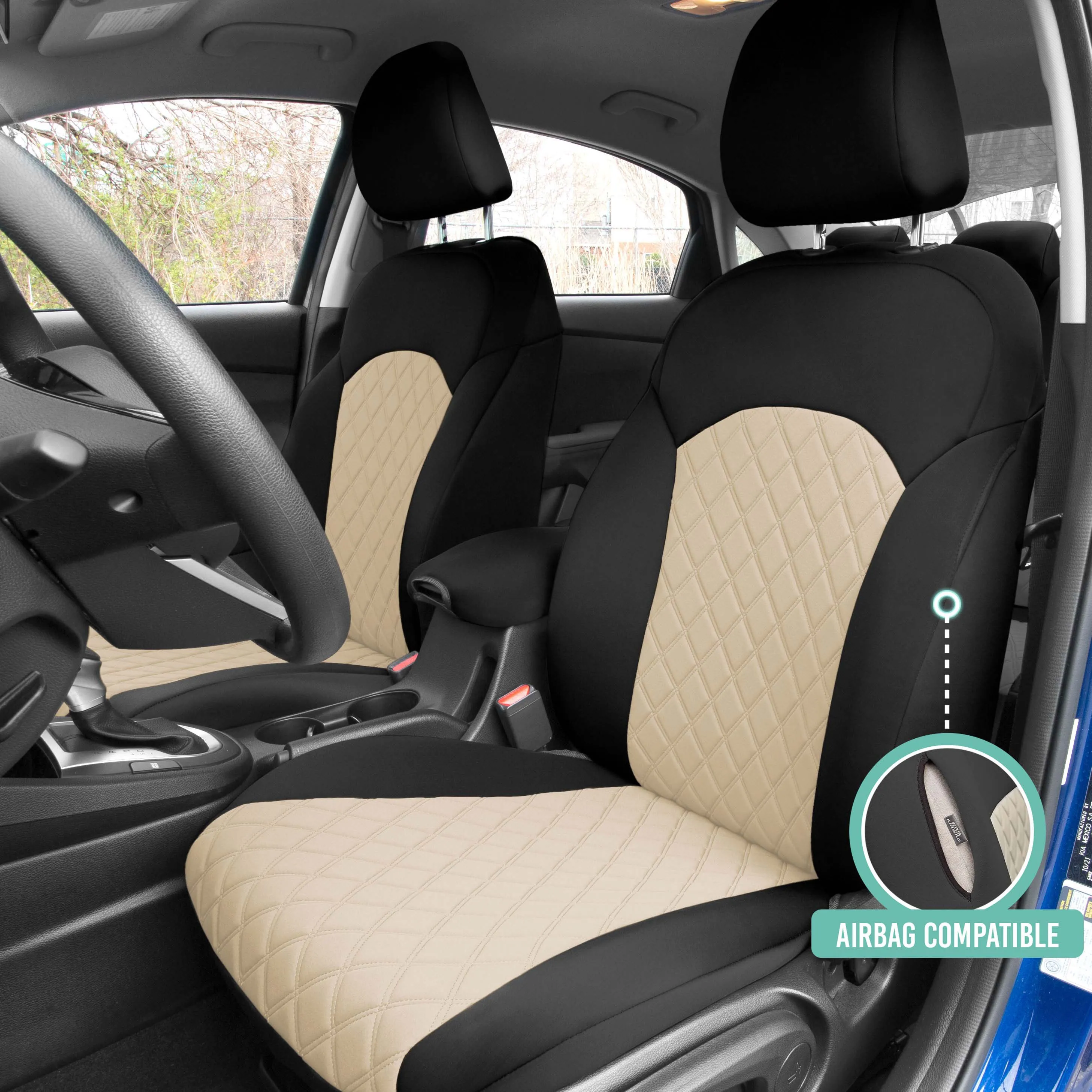 KIA Forte 2019-2024 FE | LXS  - Full Set Seat Covers - Beige Ultraflex Neoprene