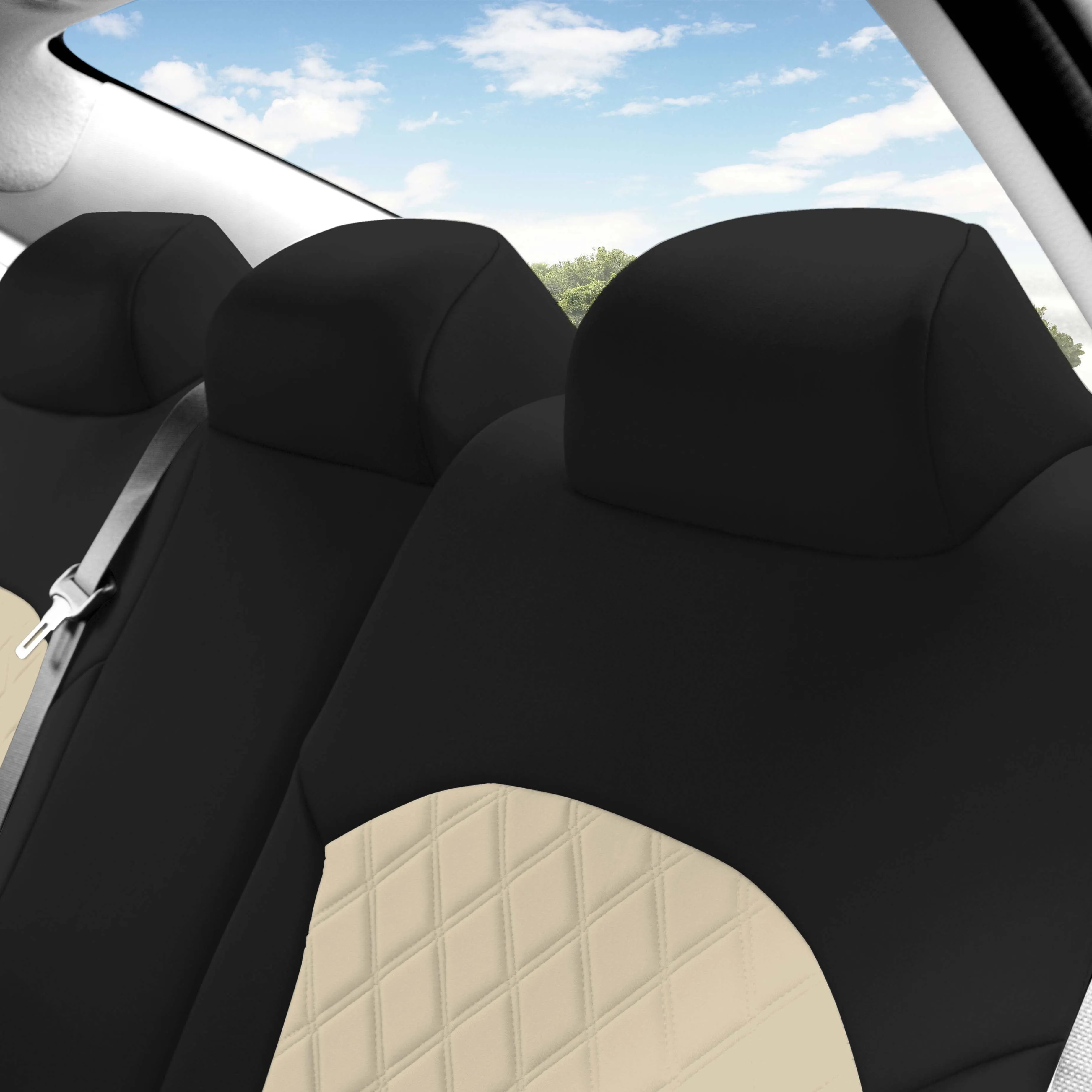 KIA Forte 2019-2024 FE | LXS - Rear Set Seat Covers - Beige Ultraflex Neoprene