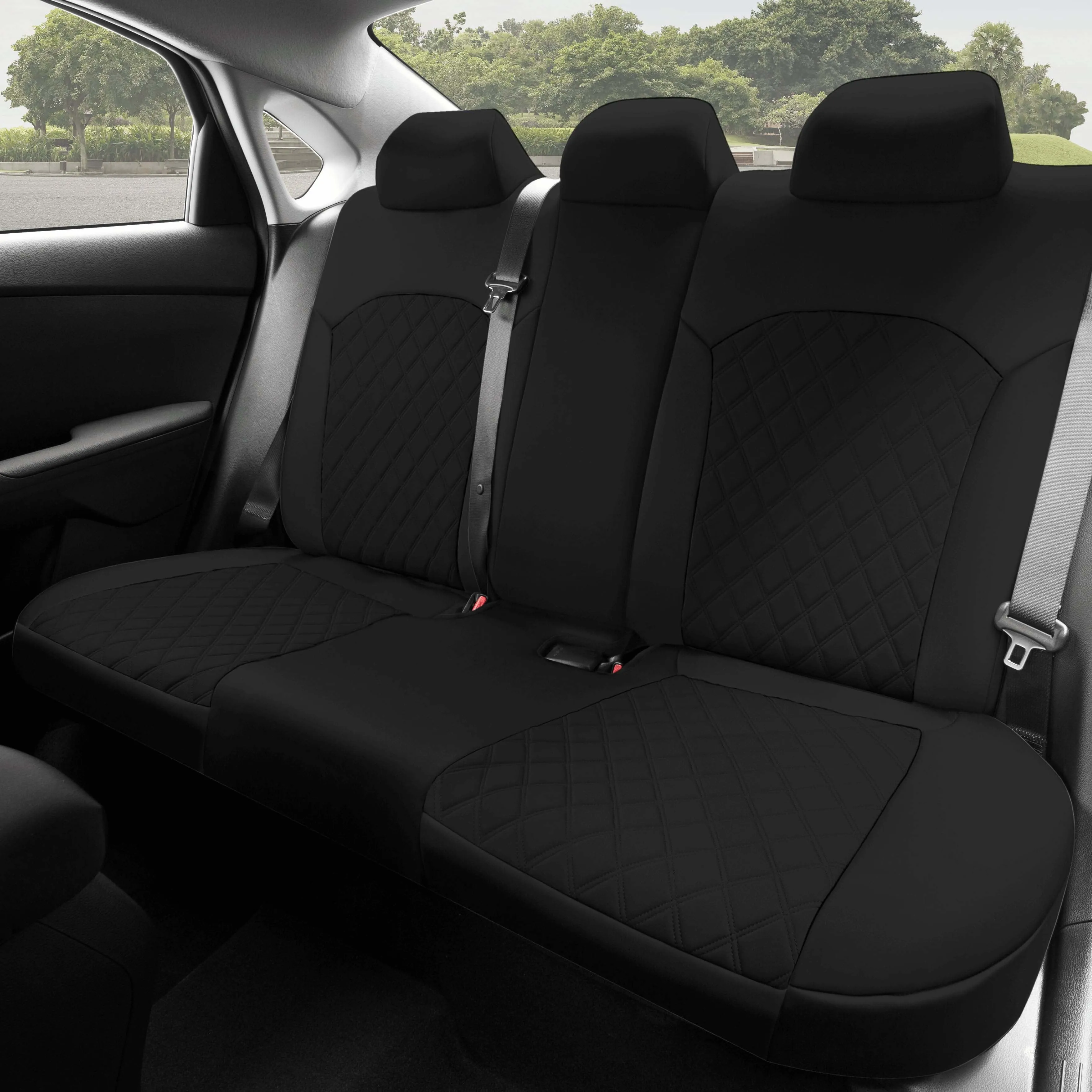 KIA Forte 2019-2024 FE | LXS - Rear Set Seat Covers - Black Ultraflex Neoprene