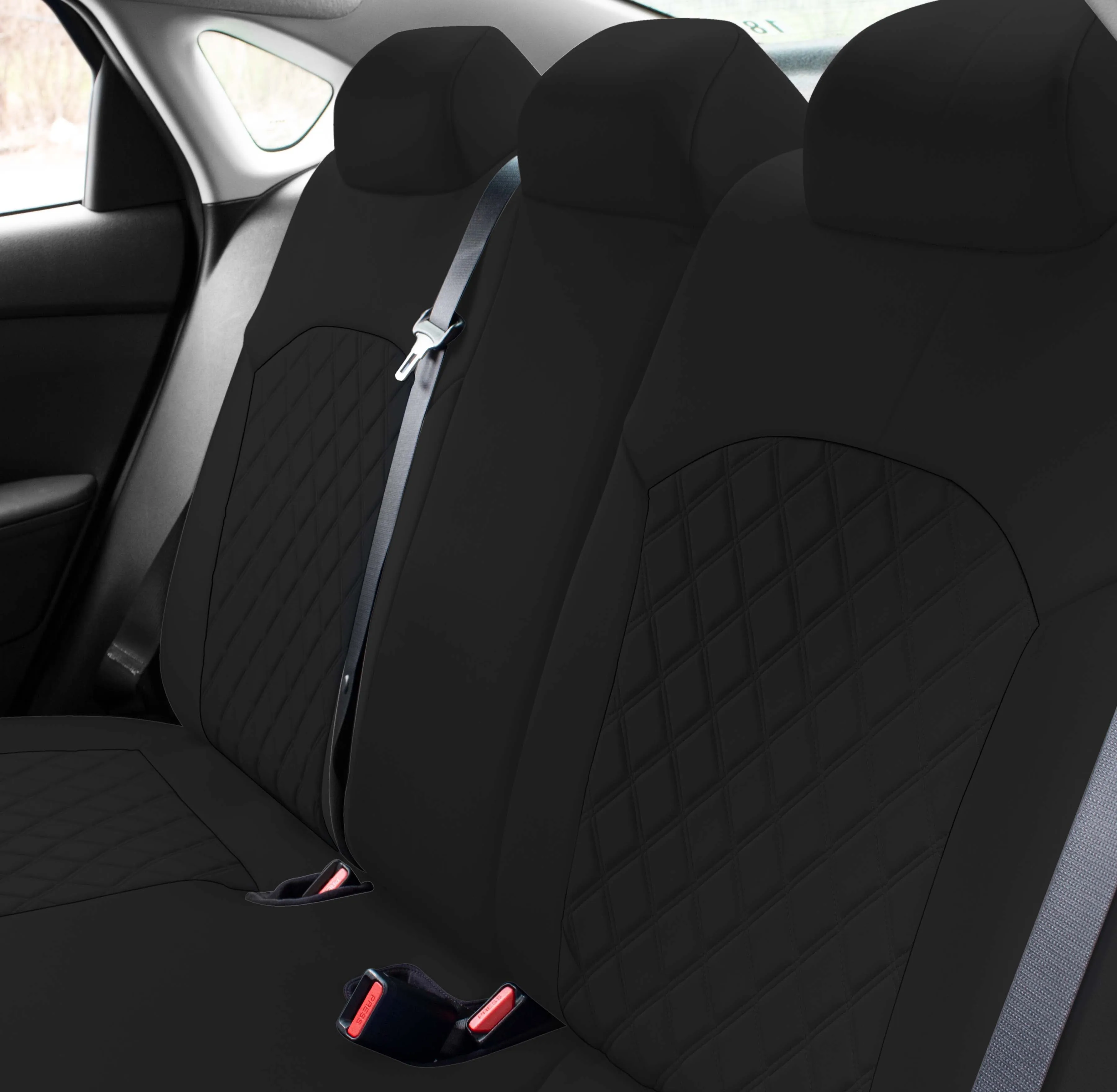 KIA Forte 2019-2024 FE | LXS - Rear Set Seat Covers - Black Ultraflex Neoprene