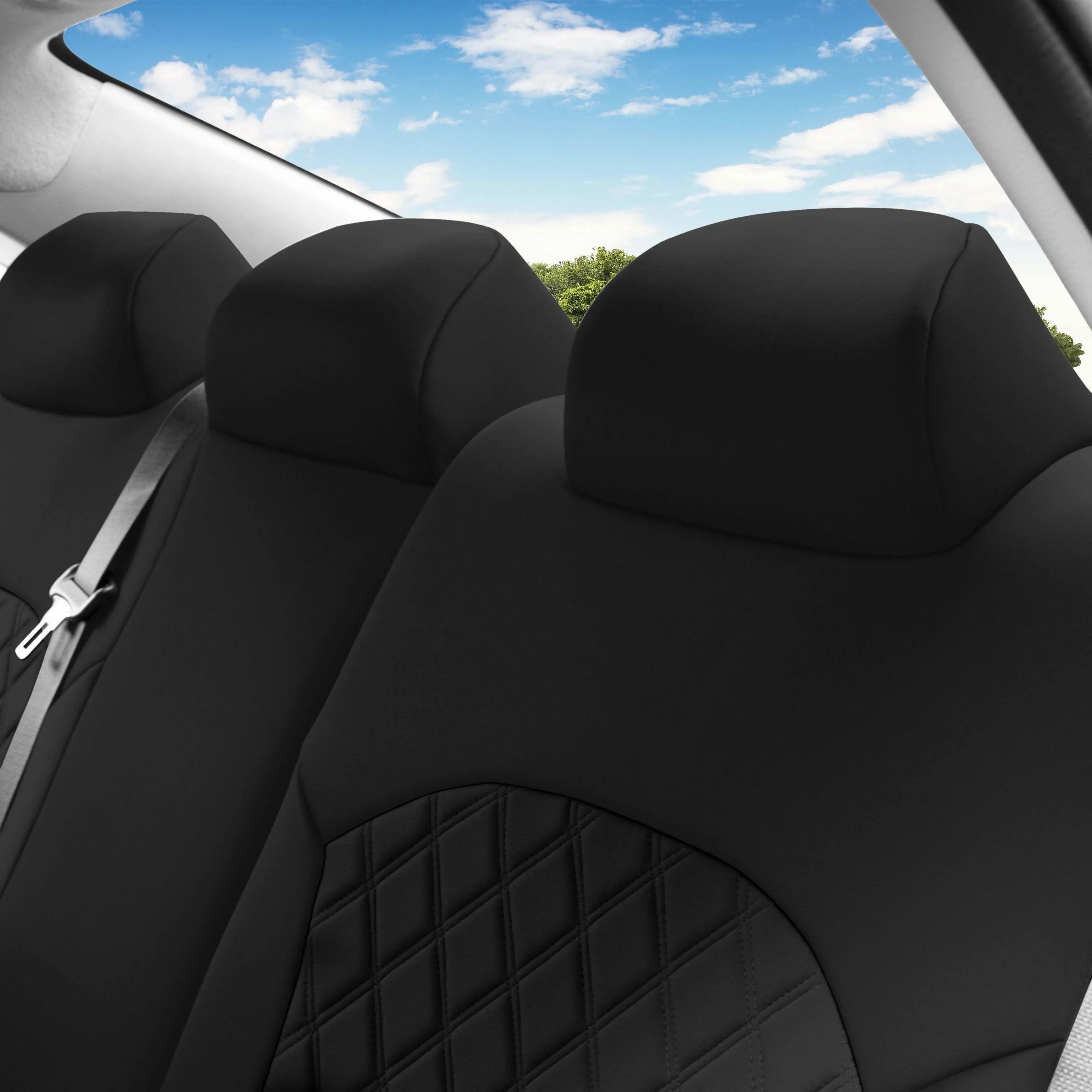 KIA Forte 2019-2024 FE | LXS - Rear Set Seat Covers - Black Ultraflex Neoprene