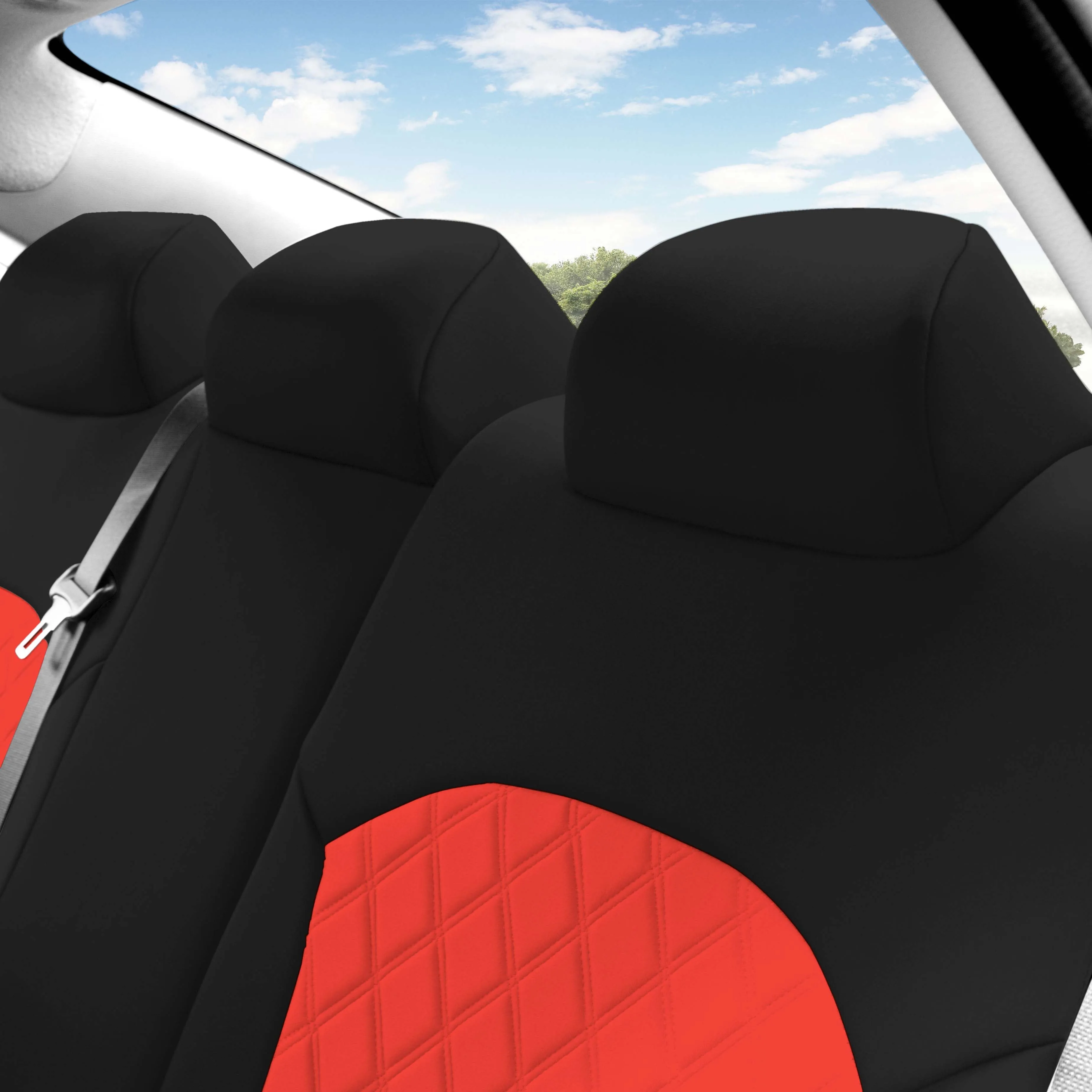 KIA Forte 2019-2024 FE | LXS - Rear Set Seat Covers - Red Ultraflex Neoprene
