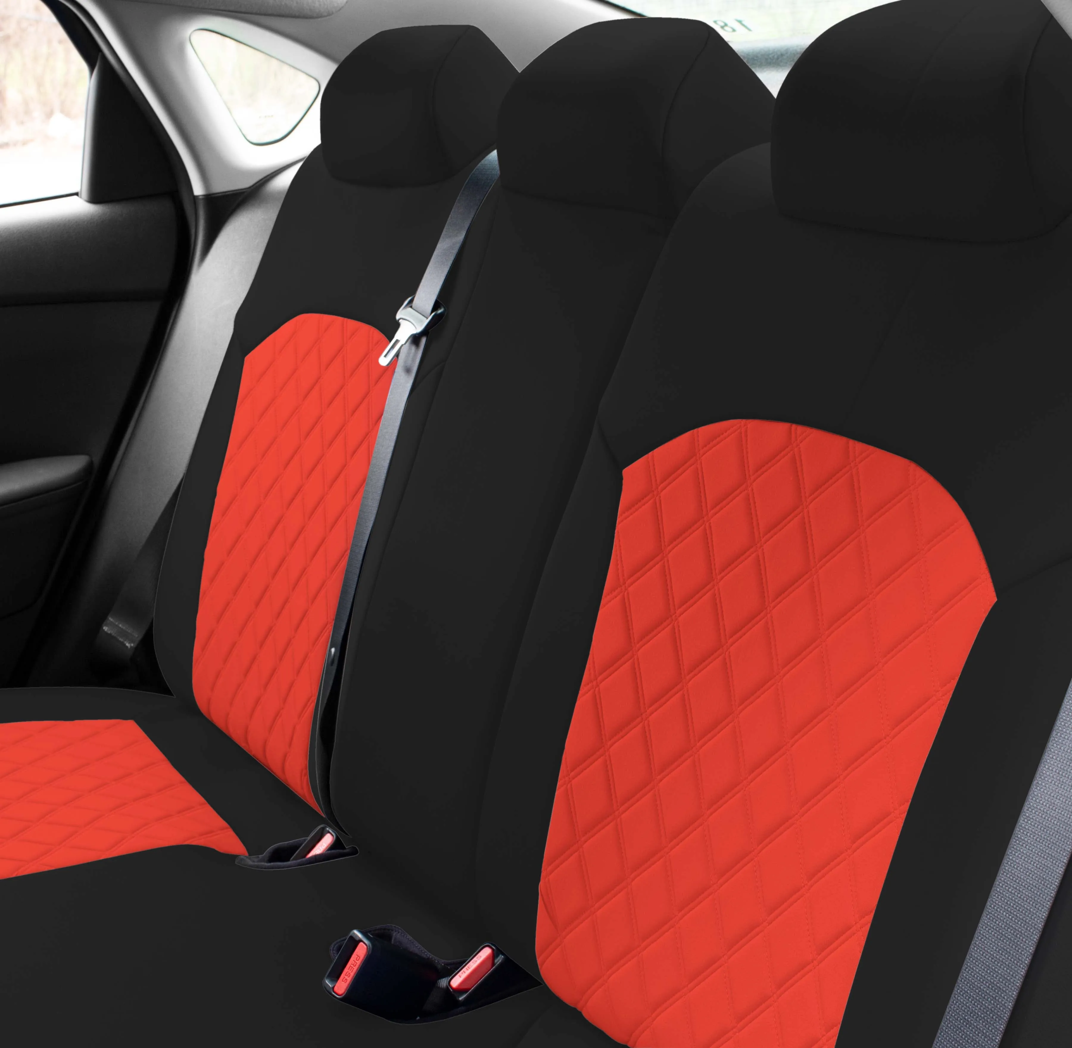 KIA Forte 2019-2024 FE | LXS - Rear Set Seat Covers - Red Ultraflex Neoprene