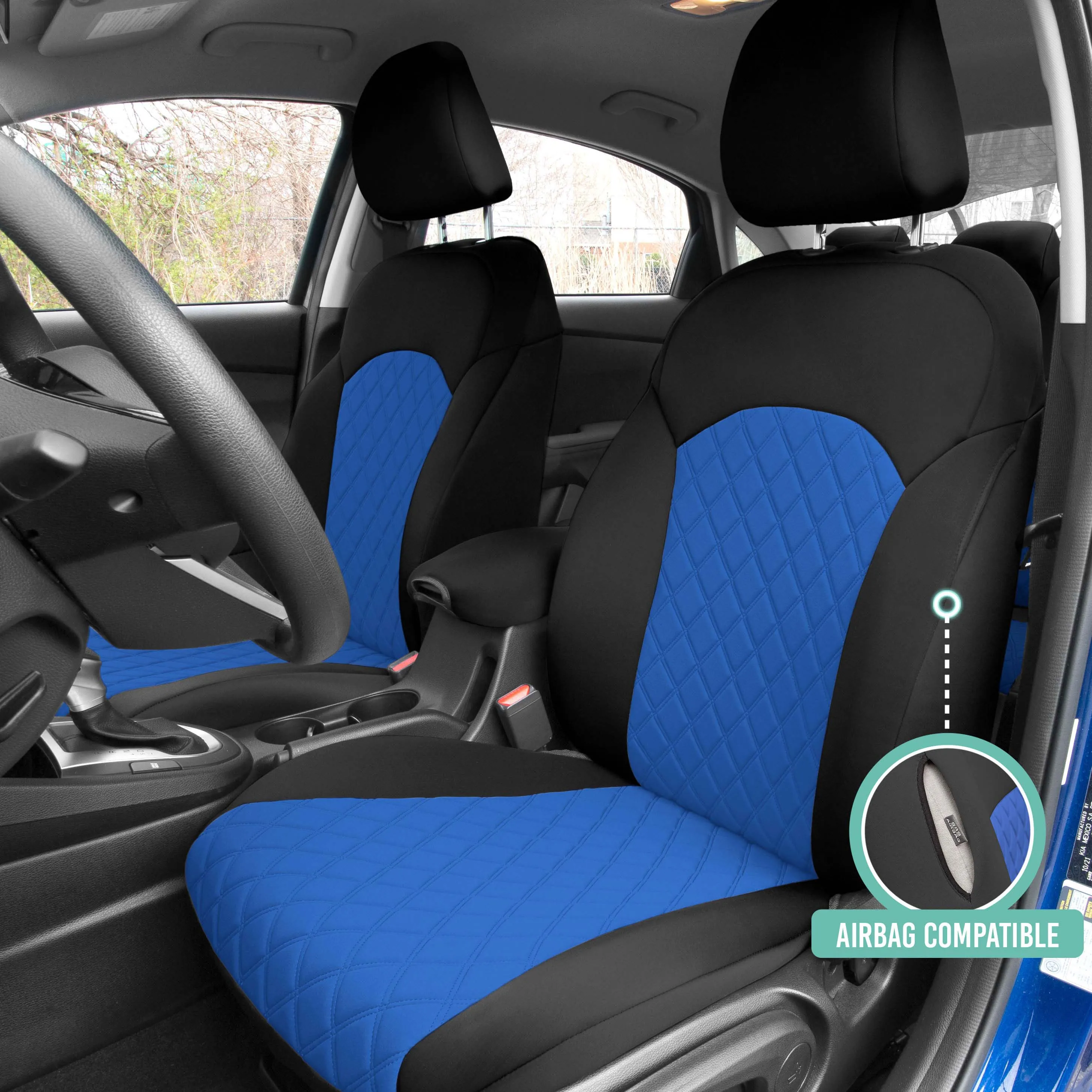 KIA Forte 2019-2024  - Front Set Seat Covers - Blue Ultraflex Neoprene