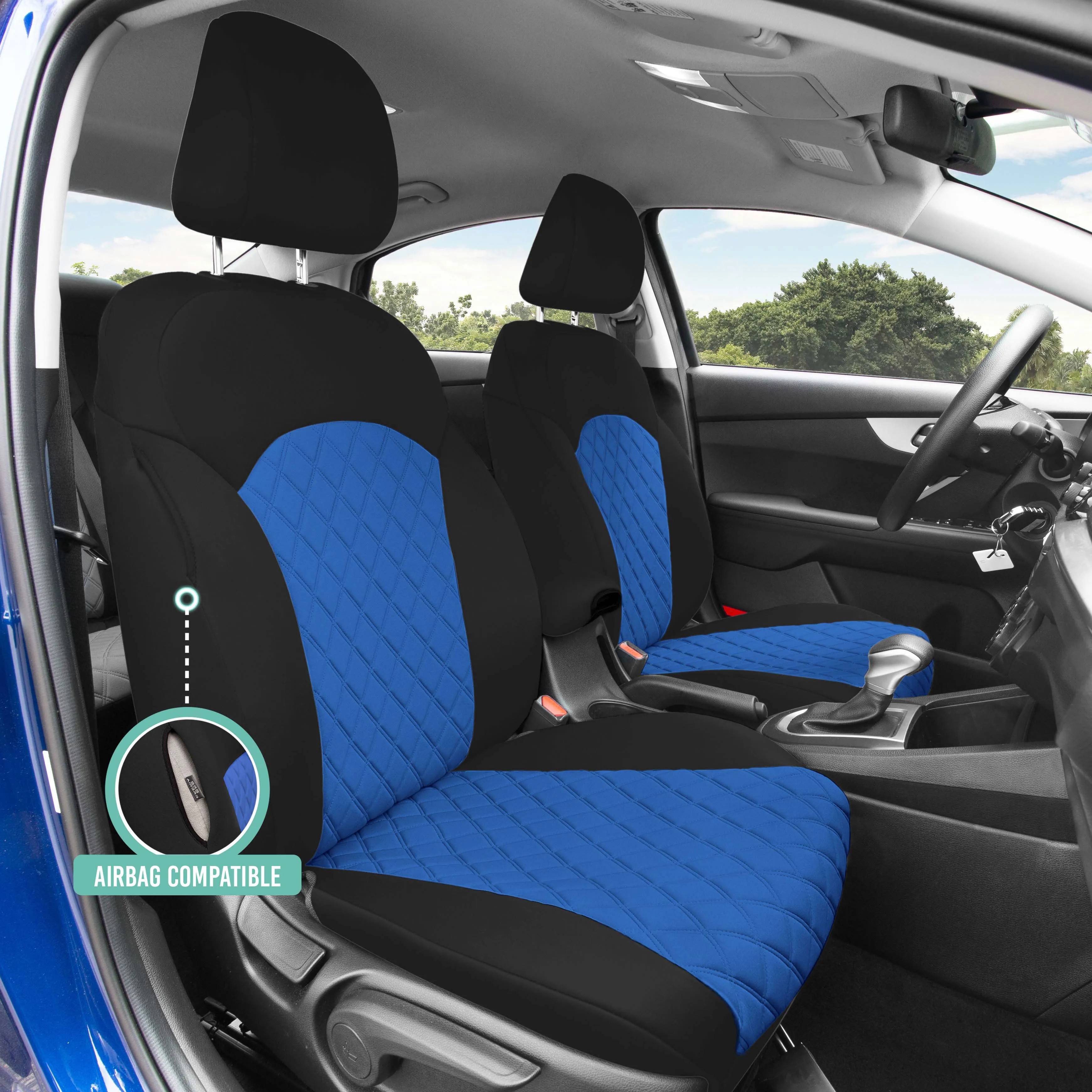 KIA Forte 2019-2024  - Front Set Seat Covers - Blue Ultraflex Neoprene