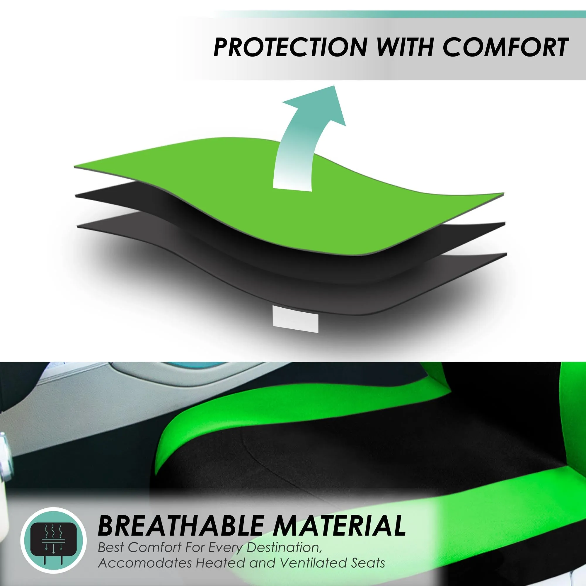 Light & Breezy Flat Cloth Seat Covers - Full Set Green