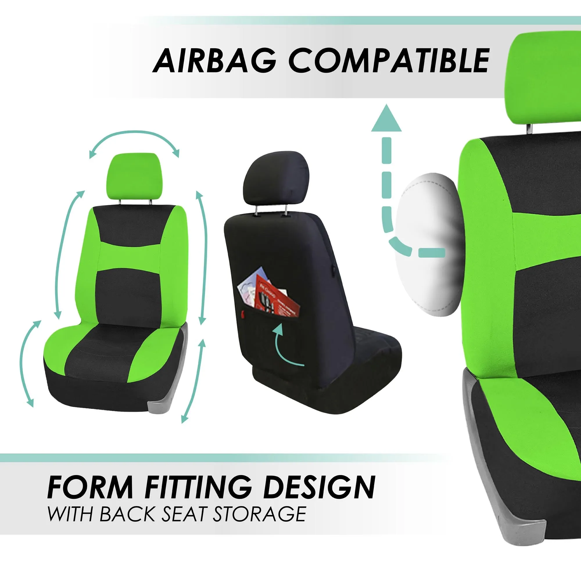 Light & Breezy Flat Cloth Seat Covers - Full Set Green