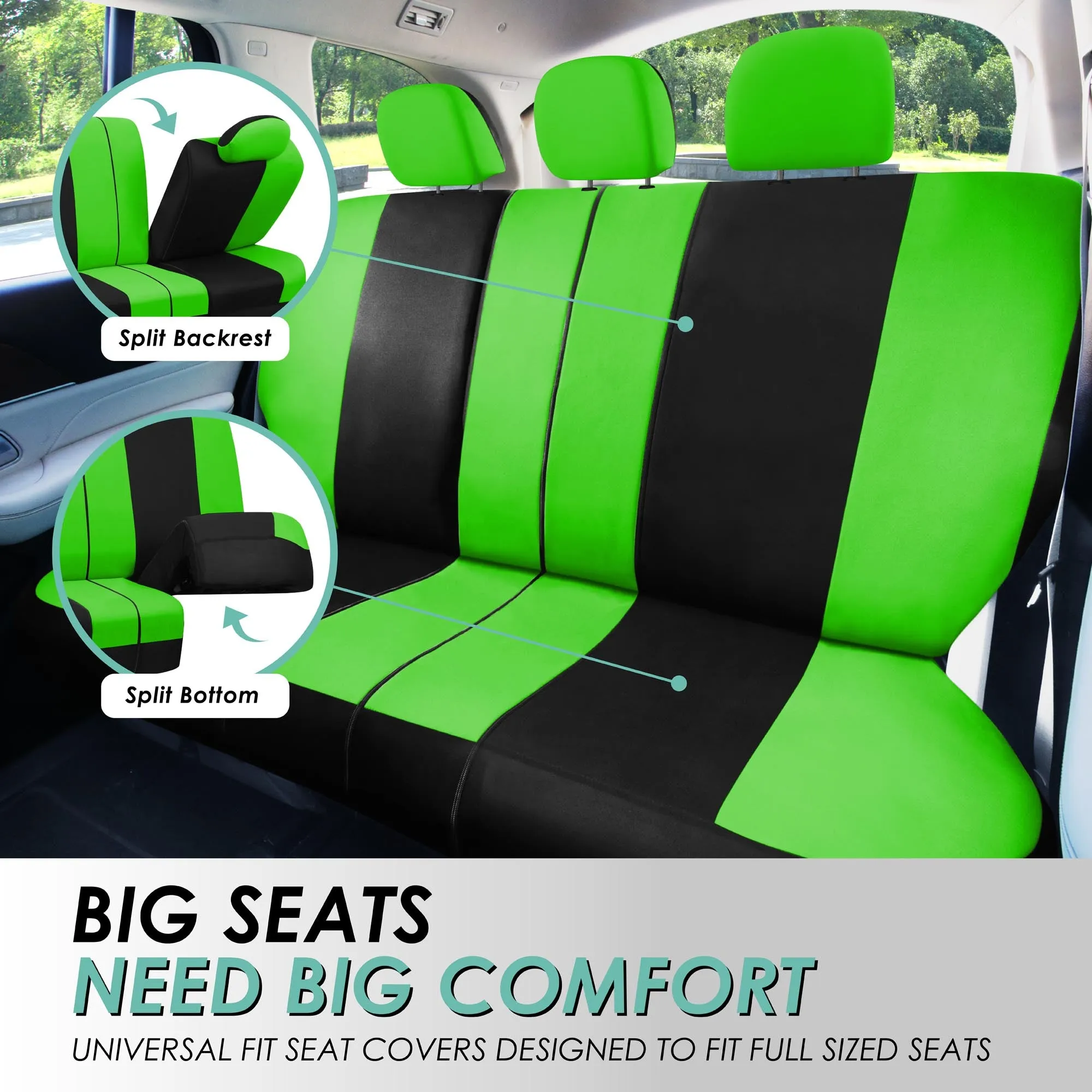 Light & Breezy Flat Cloth Seat Covers - Full Set Green