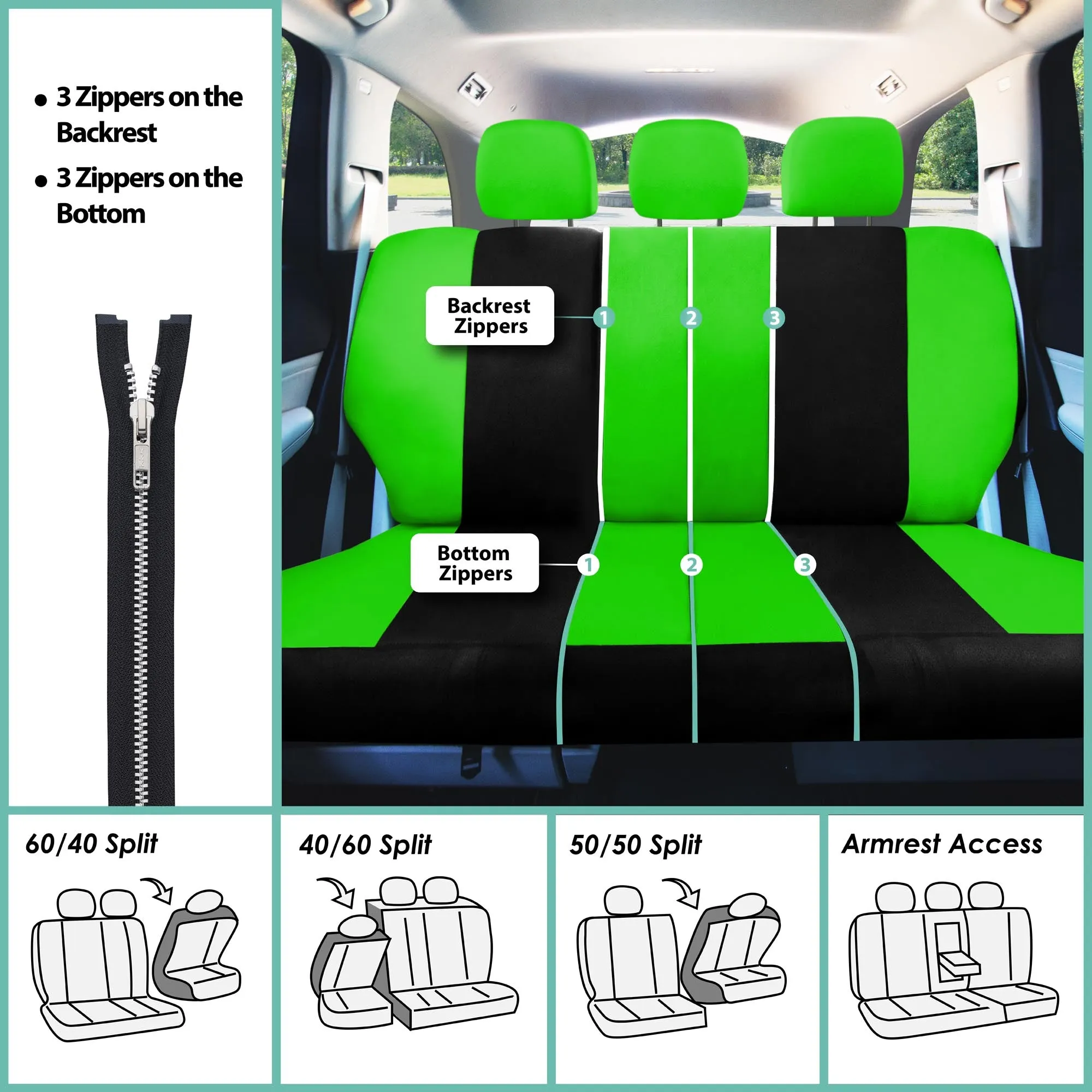 Light & Breezy Flat Cloth Seat Covers - Full Set Green