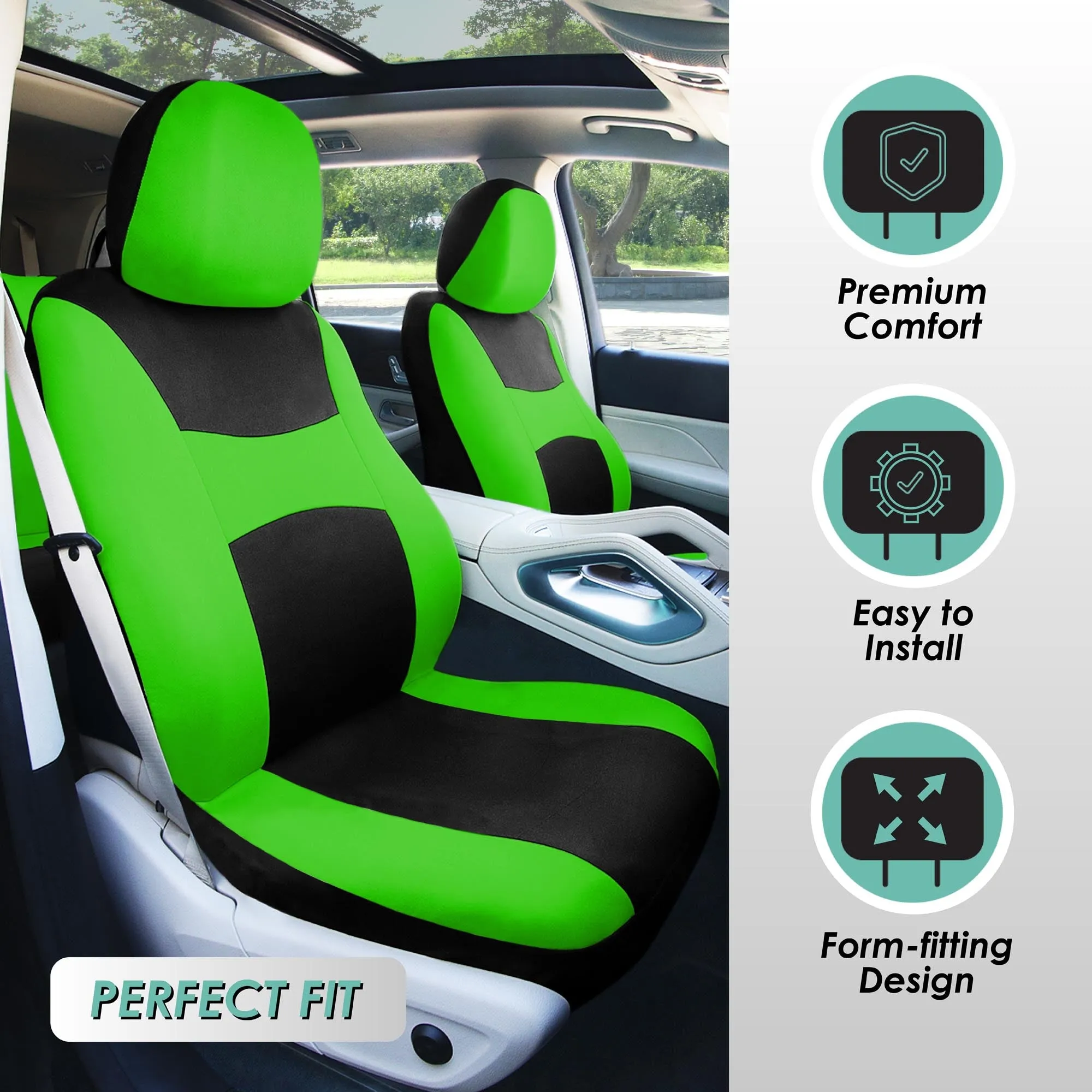 Light & Breezy Flat Cloth Seat Covers - Full Set Green