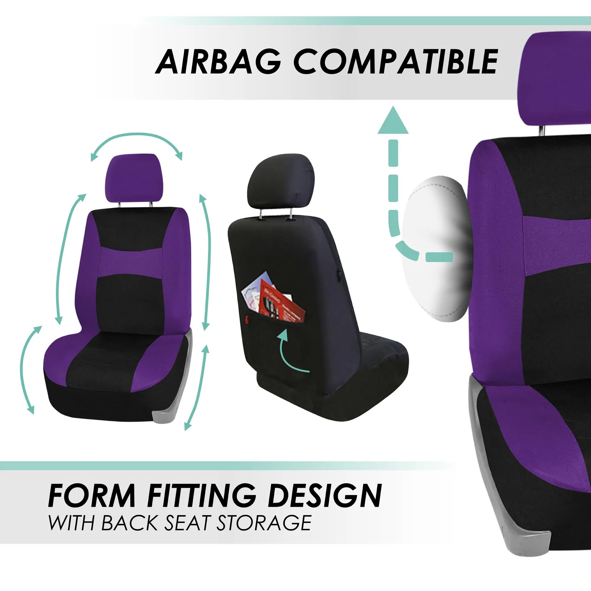 Light & Breezy Flat Cloth Seat Covers - Full Set Purple