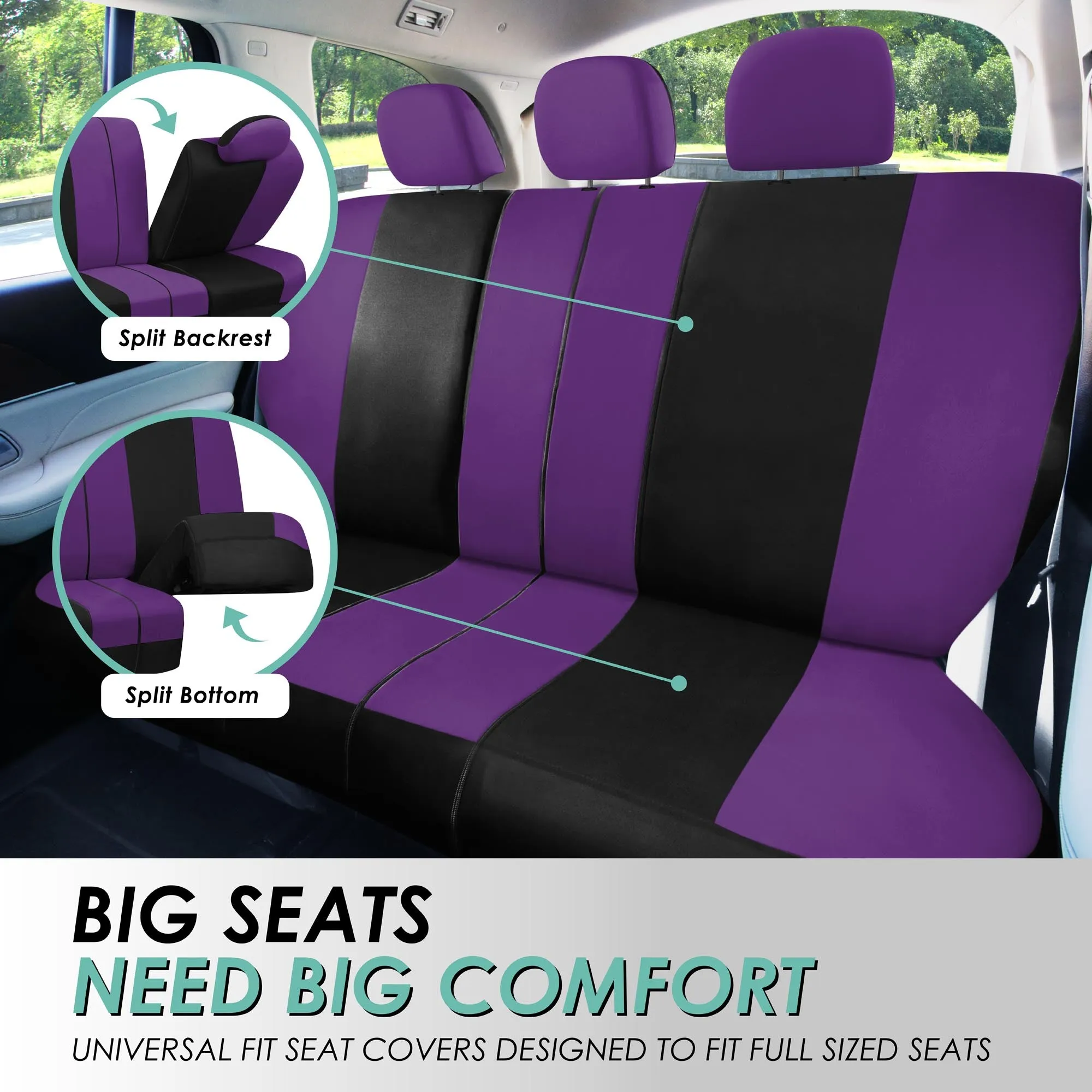 Light & Breezy Flat Cloth Seat Covers - Full Set Purple