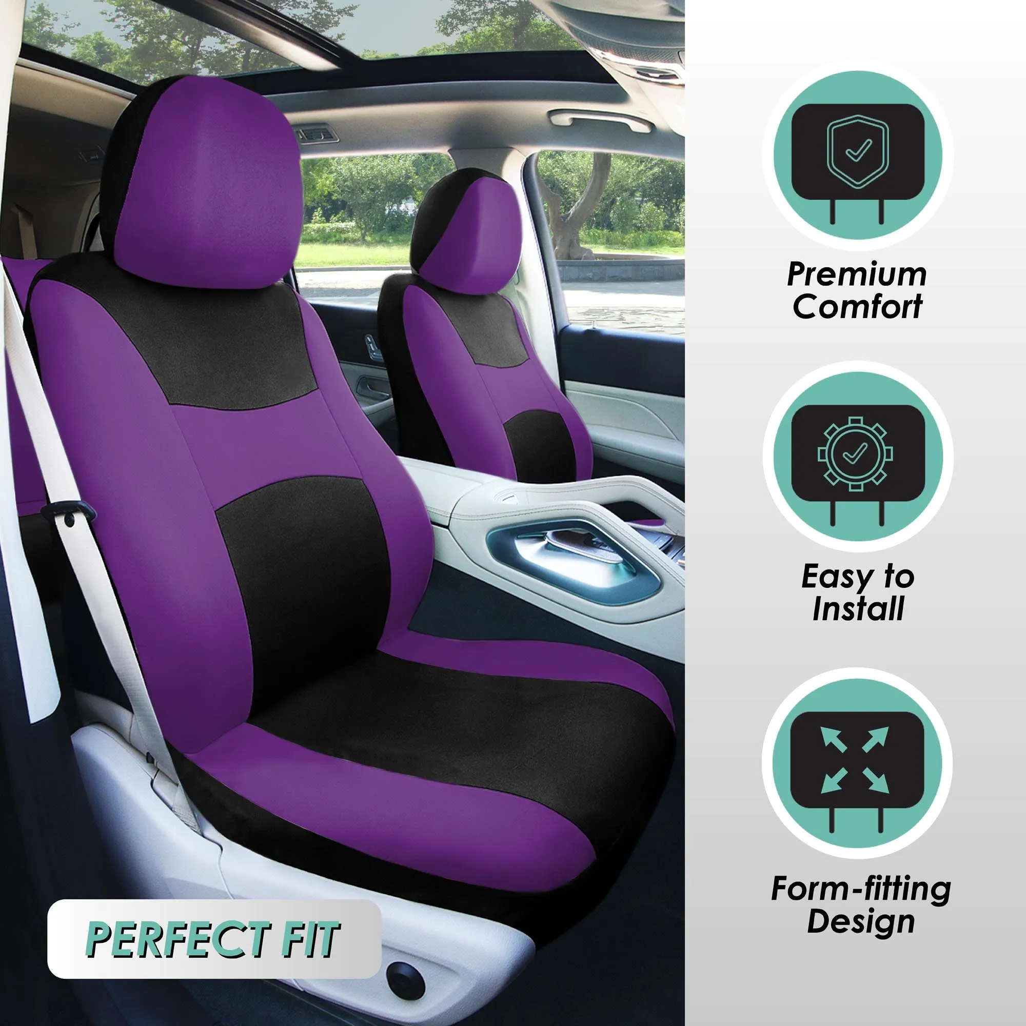 Light & Breezy Flat Cloth Seat Covers - Full Set Purple