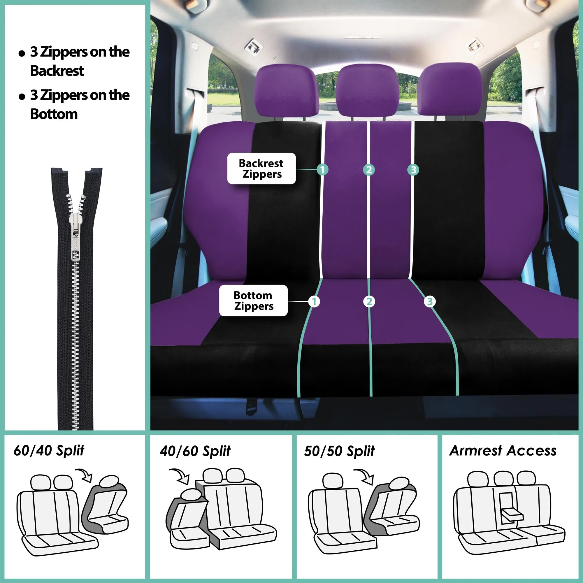 Light & Breezy Flat Cloth Seat Covers - Full Set Purple