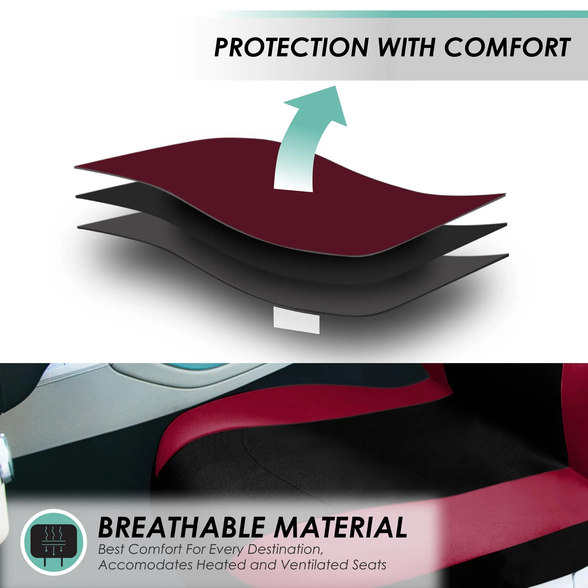 Light & Breezy Flat Cloth Seat Covers - Rear Burgundy