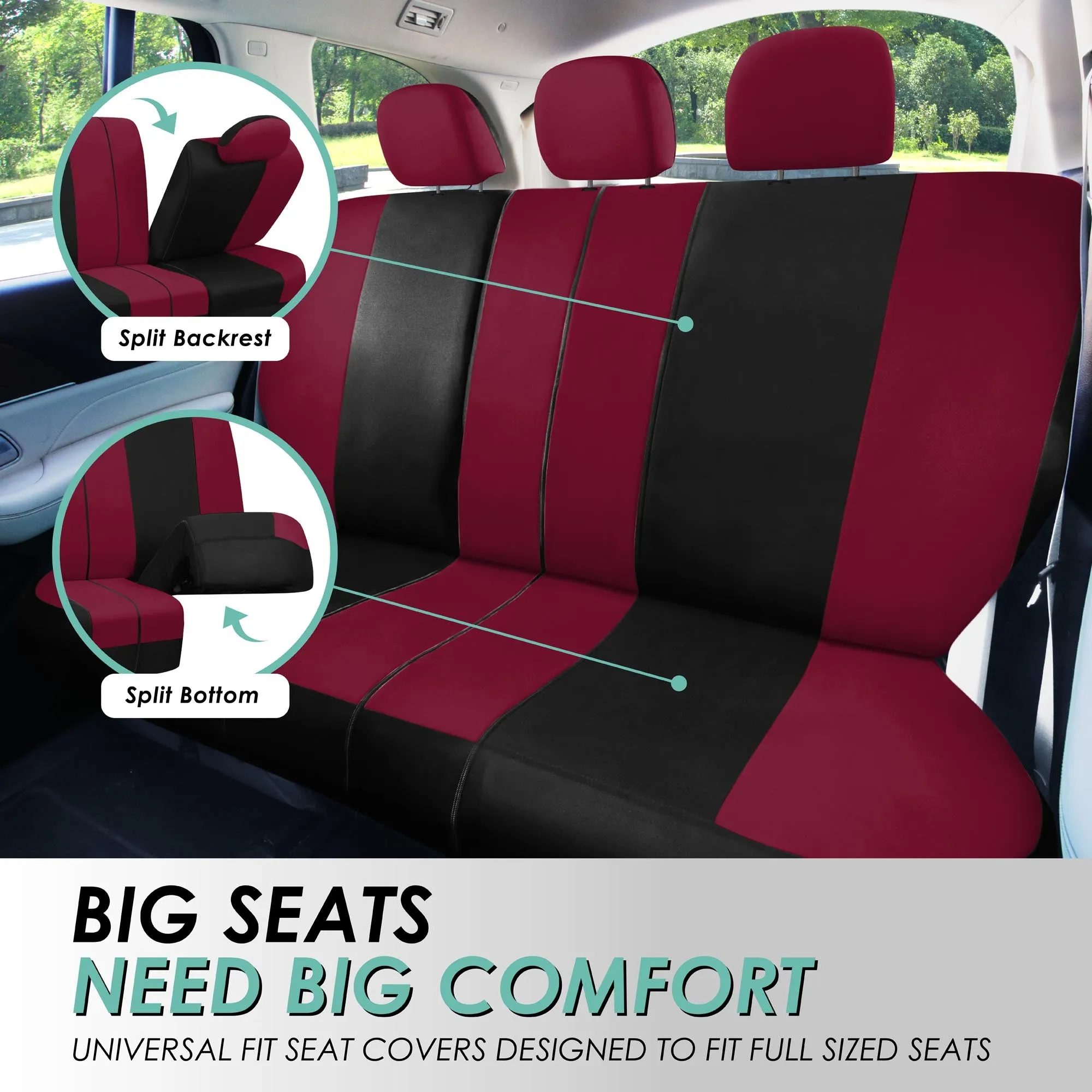 Light & Breezy Flat Cloth Seat Covers - Rear Burgundy