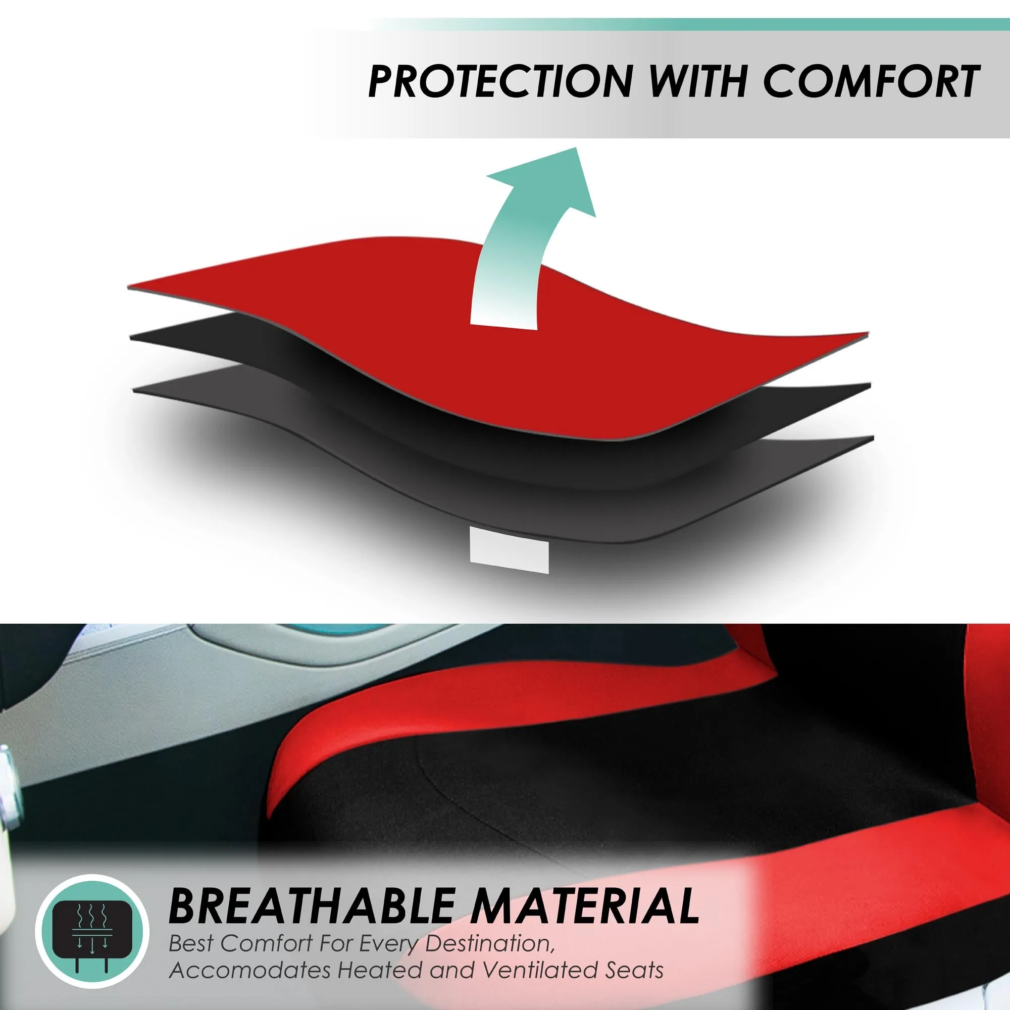 Light & Breezy Flat Cloth Seat Covers - Rear Red