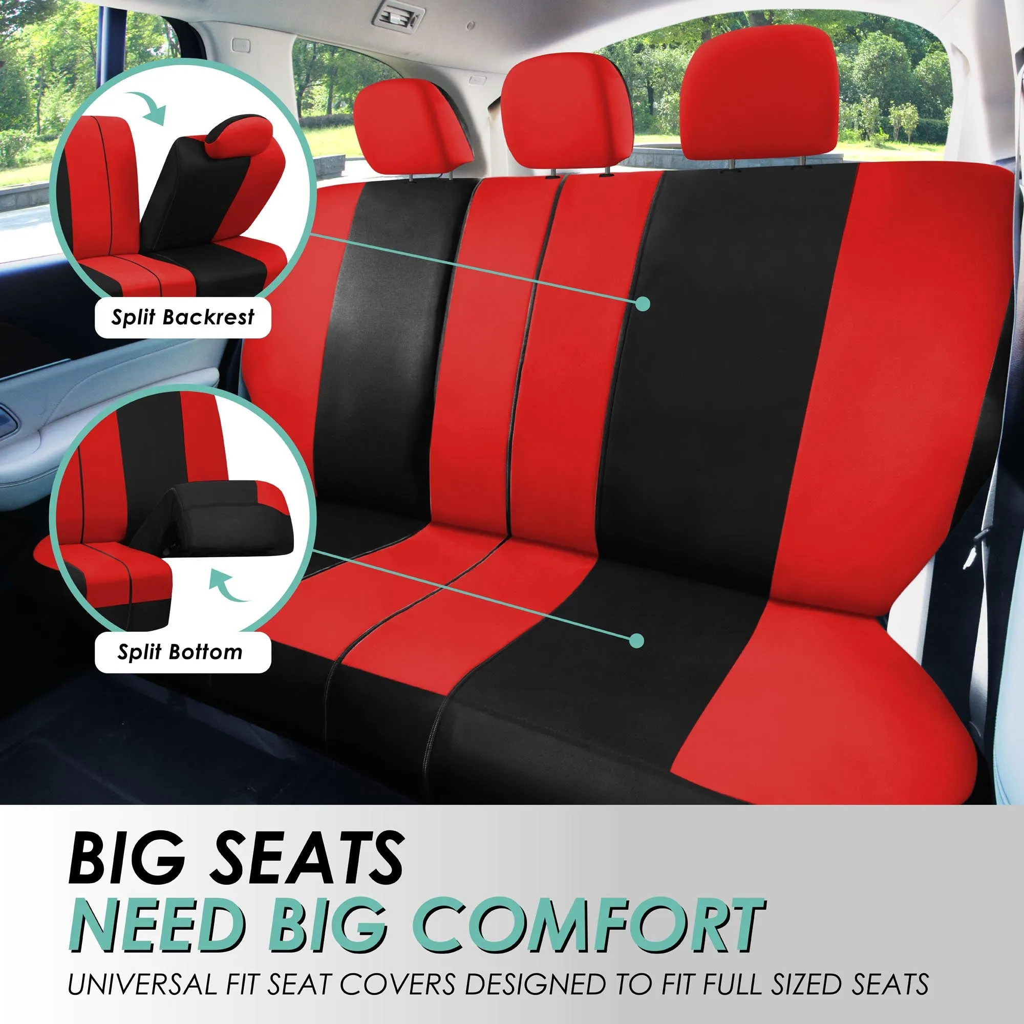 Light & Breezy Flat Cloth Seat Covers - Rear Red