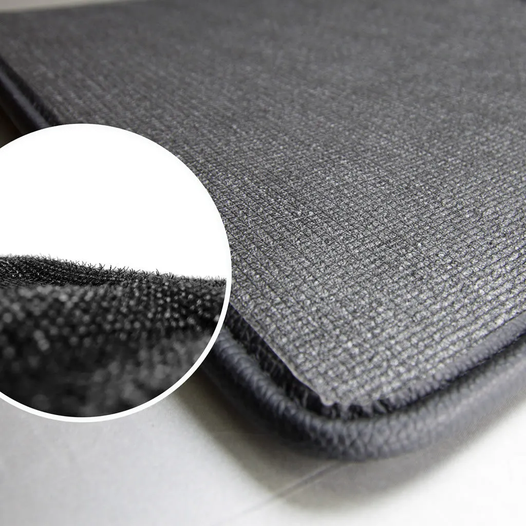Luxury Universal Liners Heavy Duty Faux Leather Non-Slip Floor Mats Diamond Design - Full Set Black