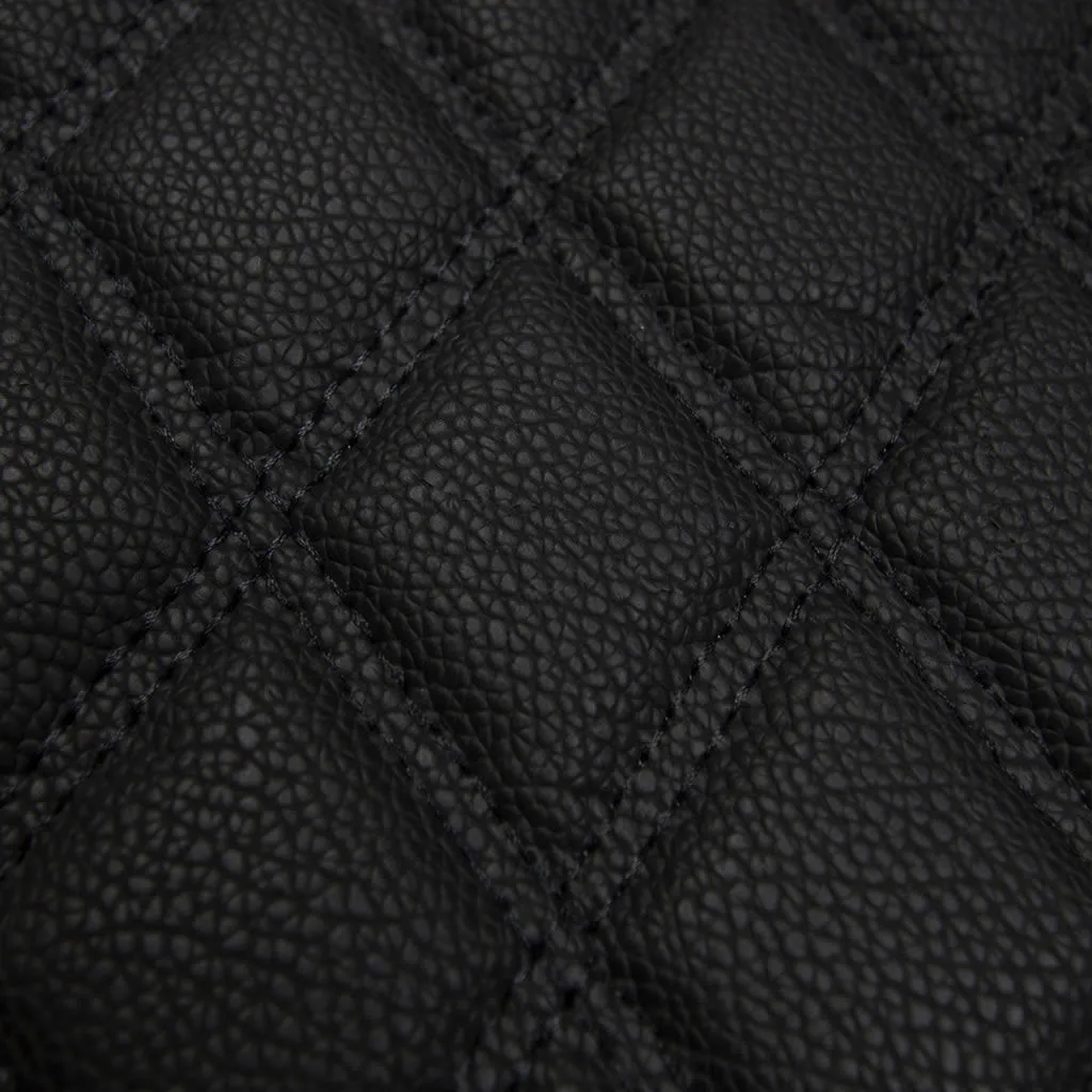 Luxury Universal Liners Heavy Duty Faux Leather Non-Slip Floor Mats Diamond Design - Full Set Black