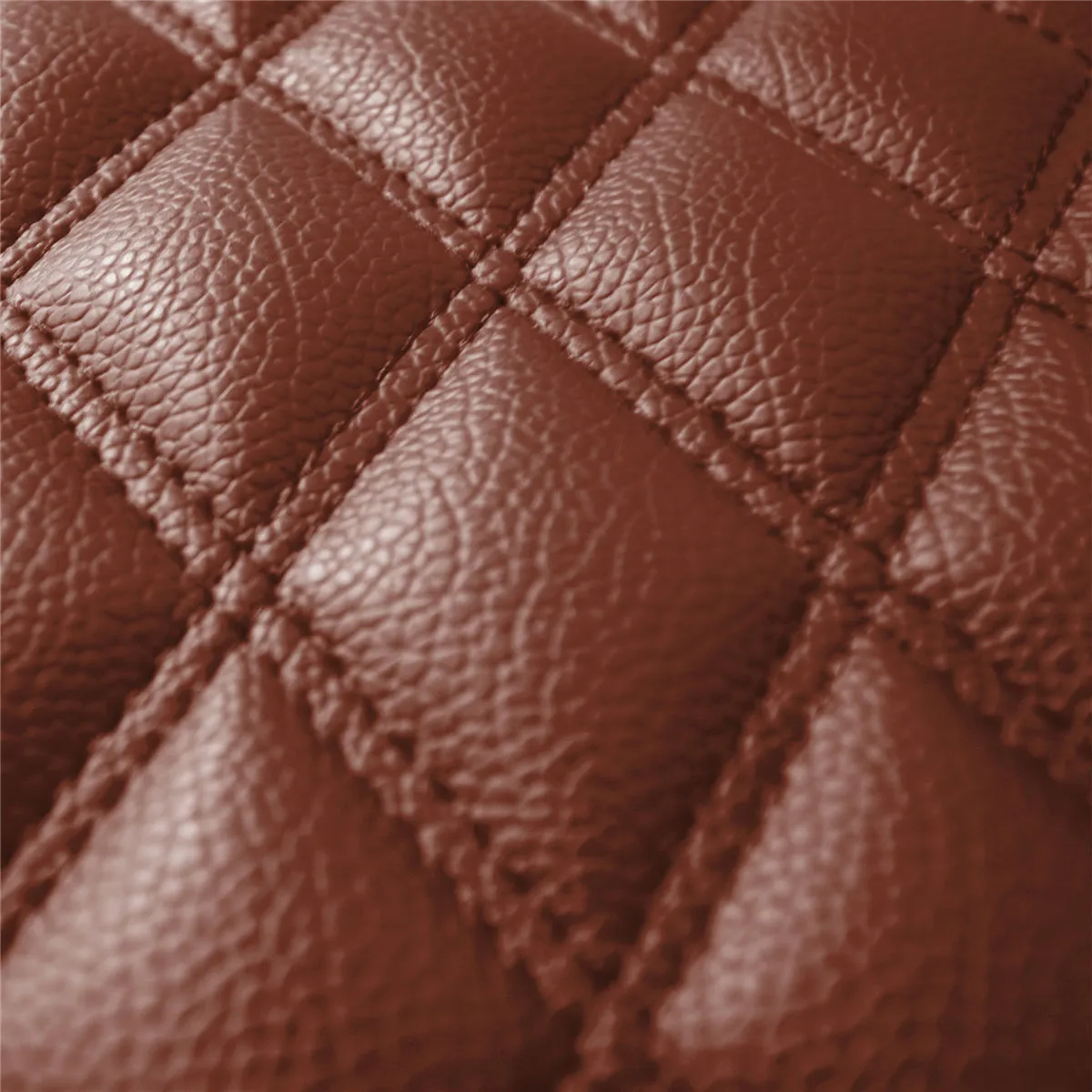 Luxury Universal Liners Heavy Duty Faux Leather Non-Slip Floor Mats Diamond Design - Full Set Brown
