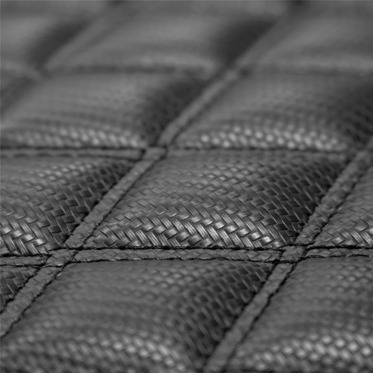 Luxury Universal Liners Heavy Duty Faux Leather Non-Slip Floor Mats Diamond Design - Full Set Carbon Black