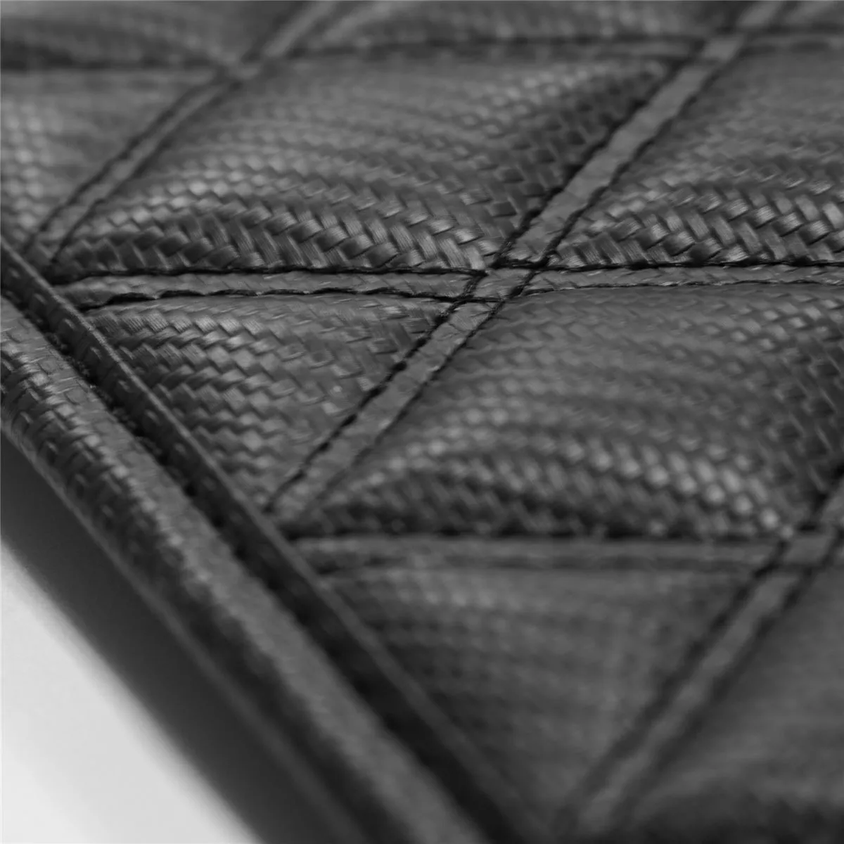 Luxury Universal Liners Heavy Duty Faux Leather Non-Slip Floor Mats Diamond Design - Full Set Carbon Black