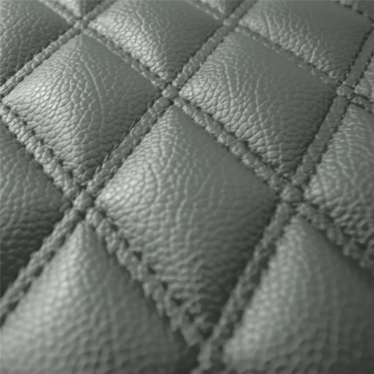 Luxury Universal Liners Heavy Duty Faux Leather Non-Slip Floor Mats Diamond Design - Full Set Gray