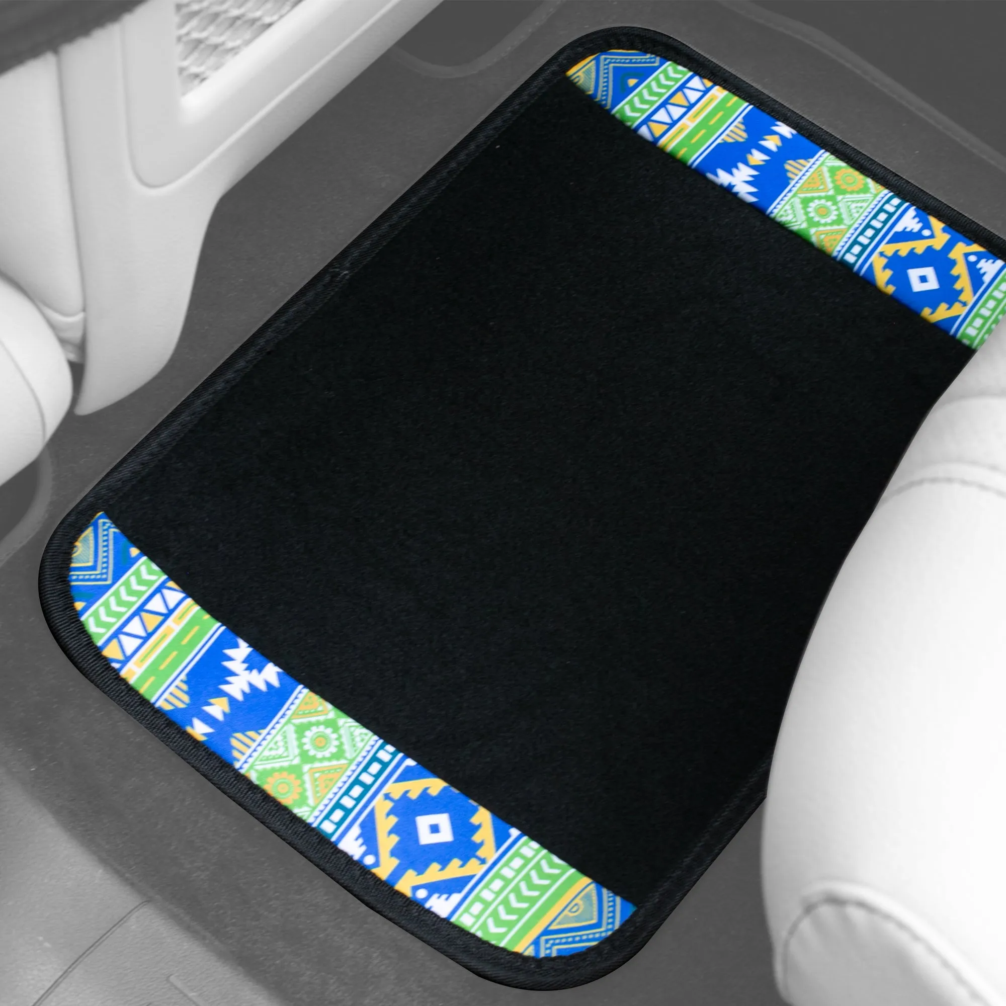 Mesa11 Southwestern Print Non-Slip Carpet Floor Mats - Full Set Green