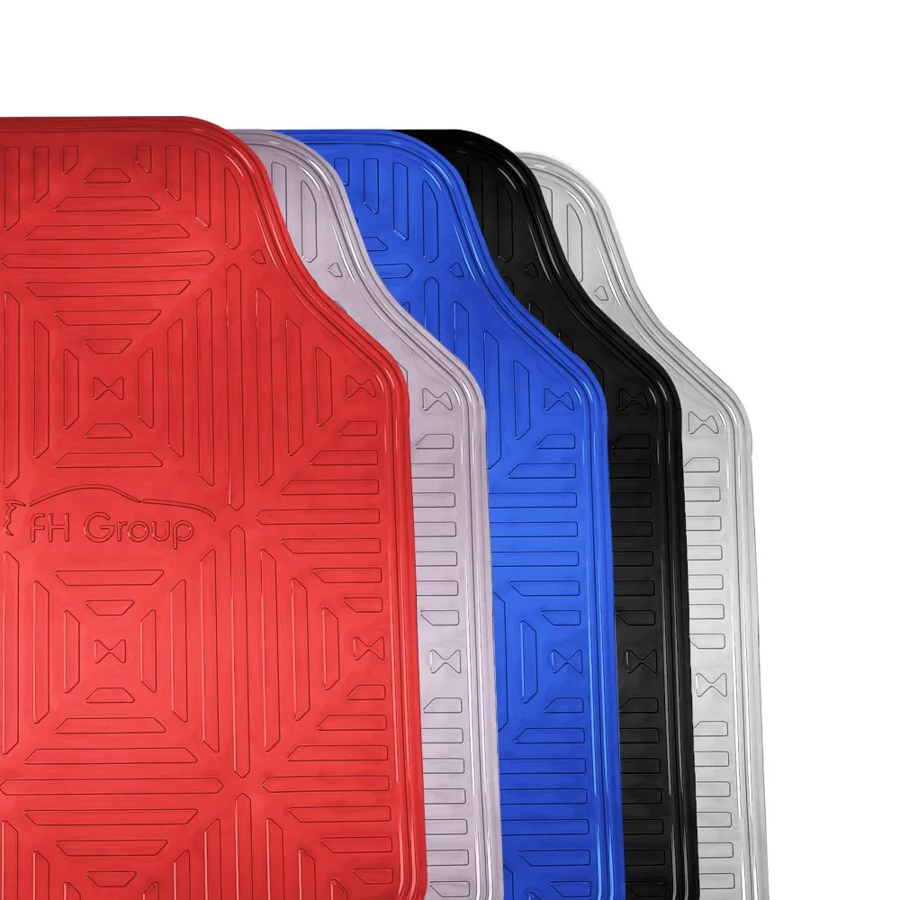 Metallic Finish Non-Slip Rubber Backing Floor Mats - Full Set Blue