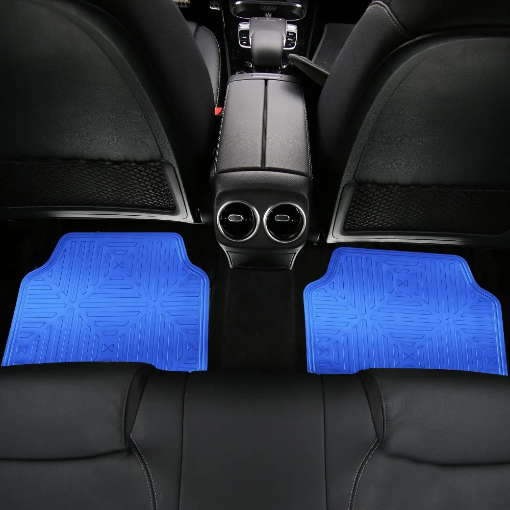 Metallic Finish Non-Slip Rubber Backing Floor Mats - Full Set Blue