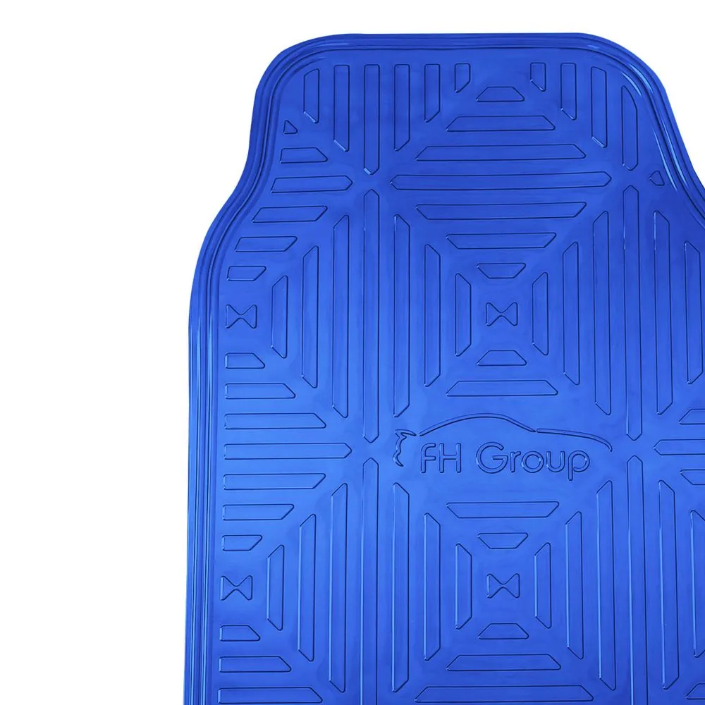 Metallic Finish Non-Slip Rubber Backing Floor Mats - Full Set Blue