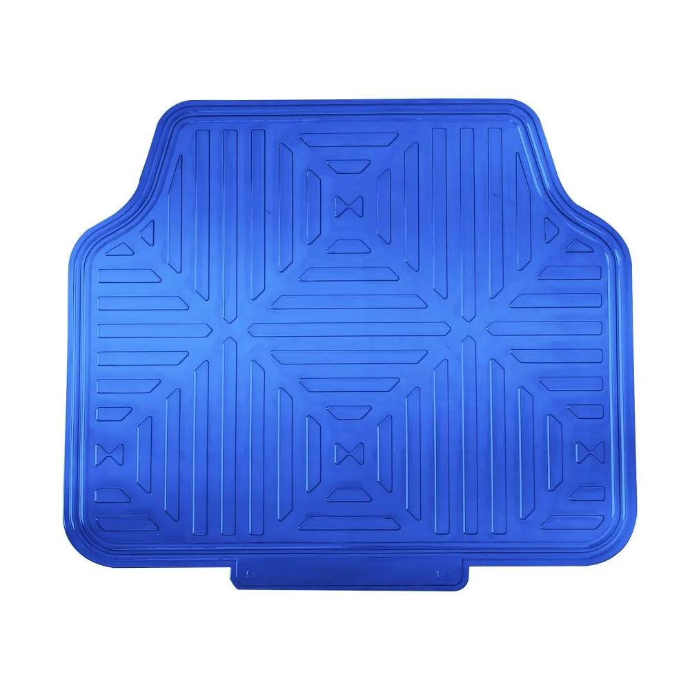Metallic Finish Non-Slip Rubber Backing Floor Mats - Full Set Blue