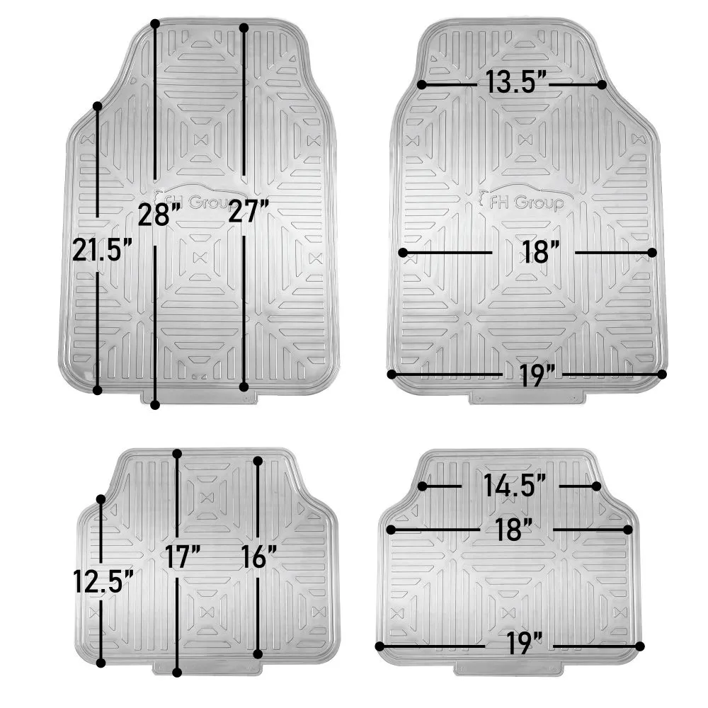 Metallic Finish Non-Slip Rubber Backing Floor Mats - Full Set Blue