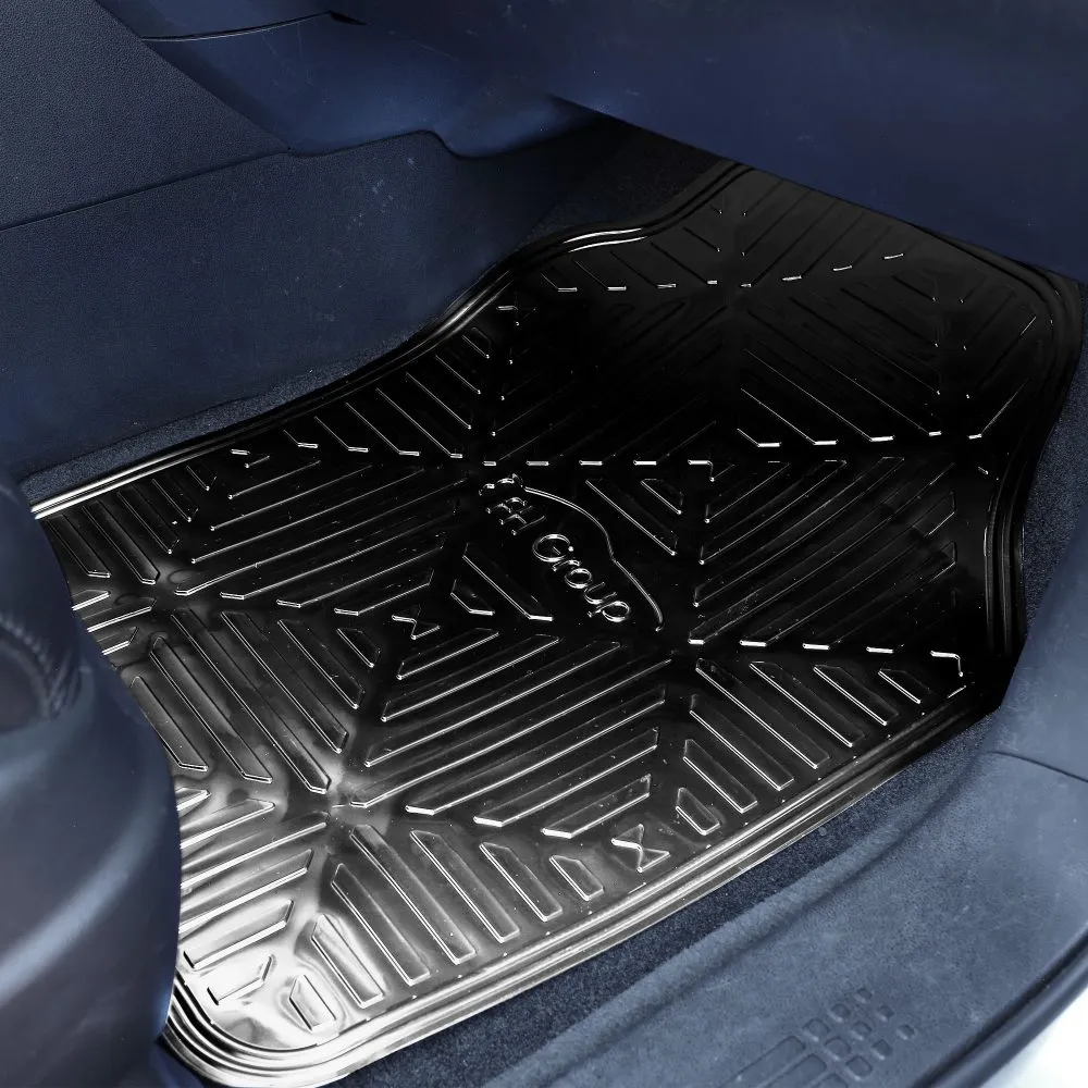 Metallic Finish Non-Slip Rubber Backing Floor Mats - Full Set Blue