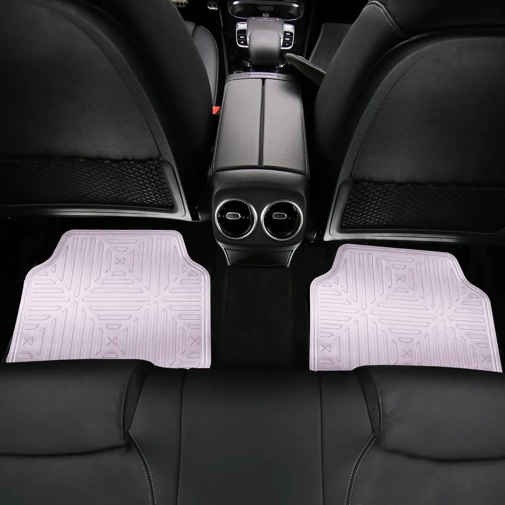 Metallic Finish Non-Slip Rubber Backing Floor Mats - Full Set Charcoal