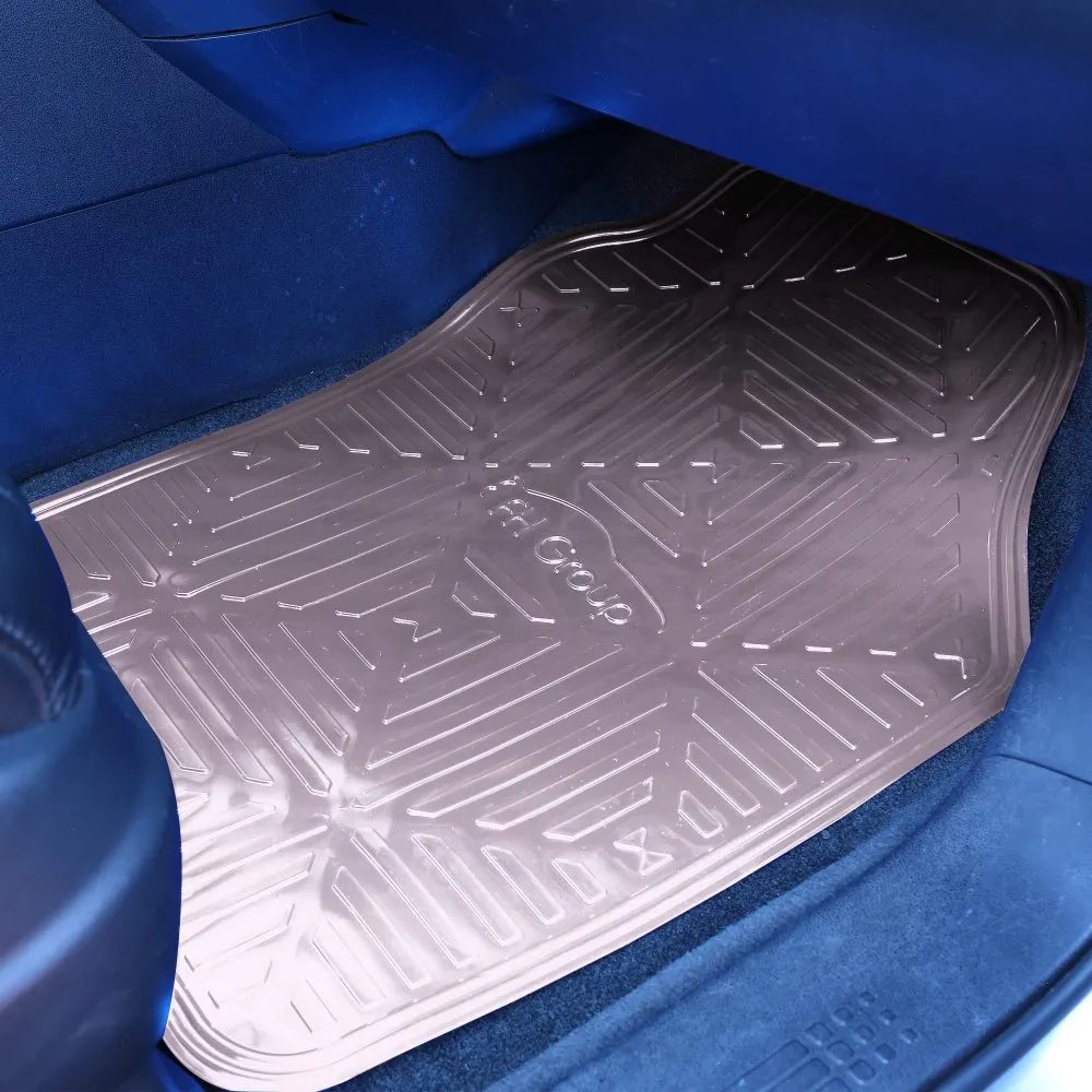 Metallic Finish Non-Slip Rubber Backing Floor Mats - Full Set Charcoal