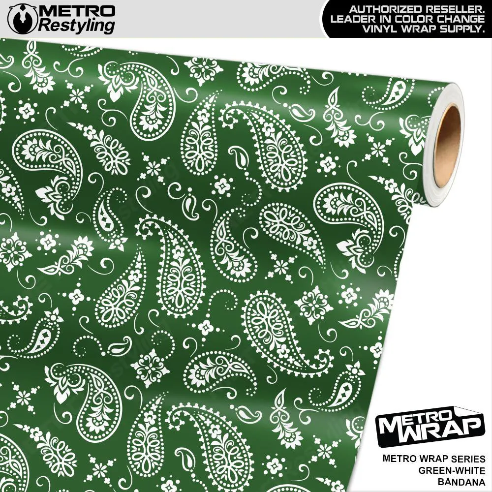 Metro Wrap Bandana Green White Vinyl Film - 3M Film - Satin Finish | BLOWOUT STOCK | (10 Sq ft) | 100226