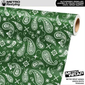 Metro Wrap Bandana Green White Vinyl Film - 3M Film - Satin Finish | BLOWOUT STOCK | (10 Sq ft) | 100226
