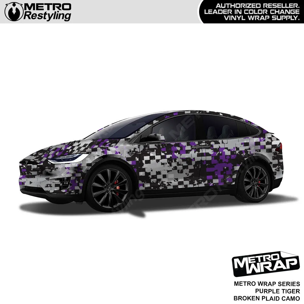 Metro Wrap Broken Plaid Purple Tiger Camouflage Vinyl Film