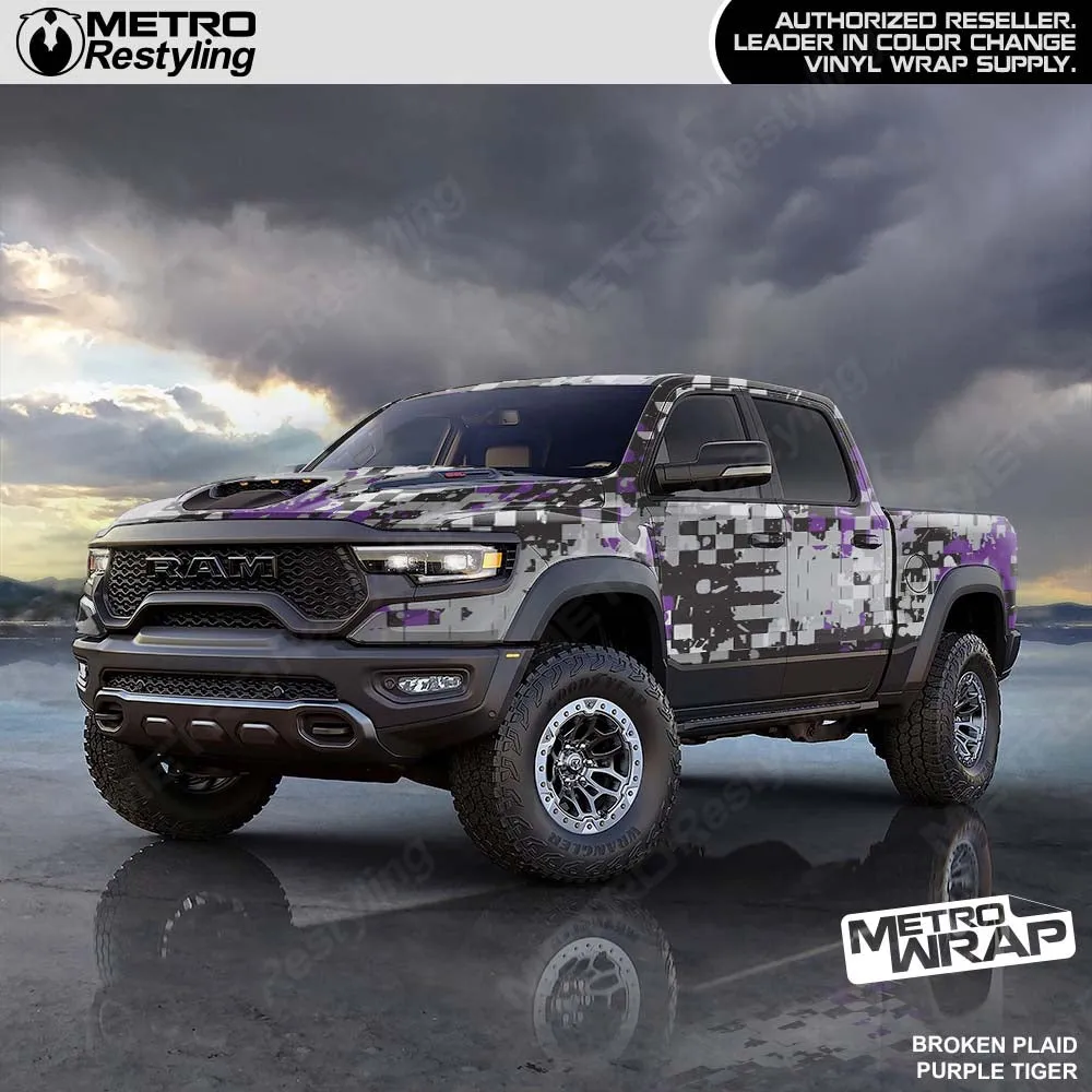 Metro Wrap Broken Plaid Purple Tiger Camouflage Vinyl Film