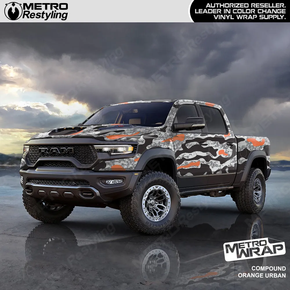 Metro Wrap Compound Orange Urban Camouflage Vinyl Film